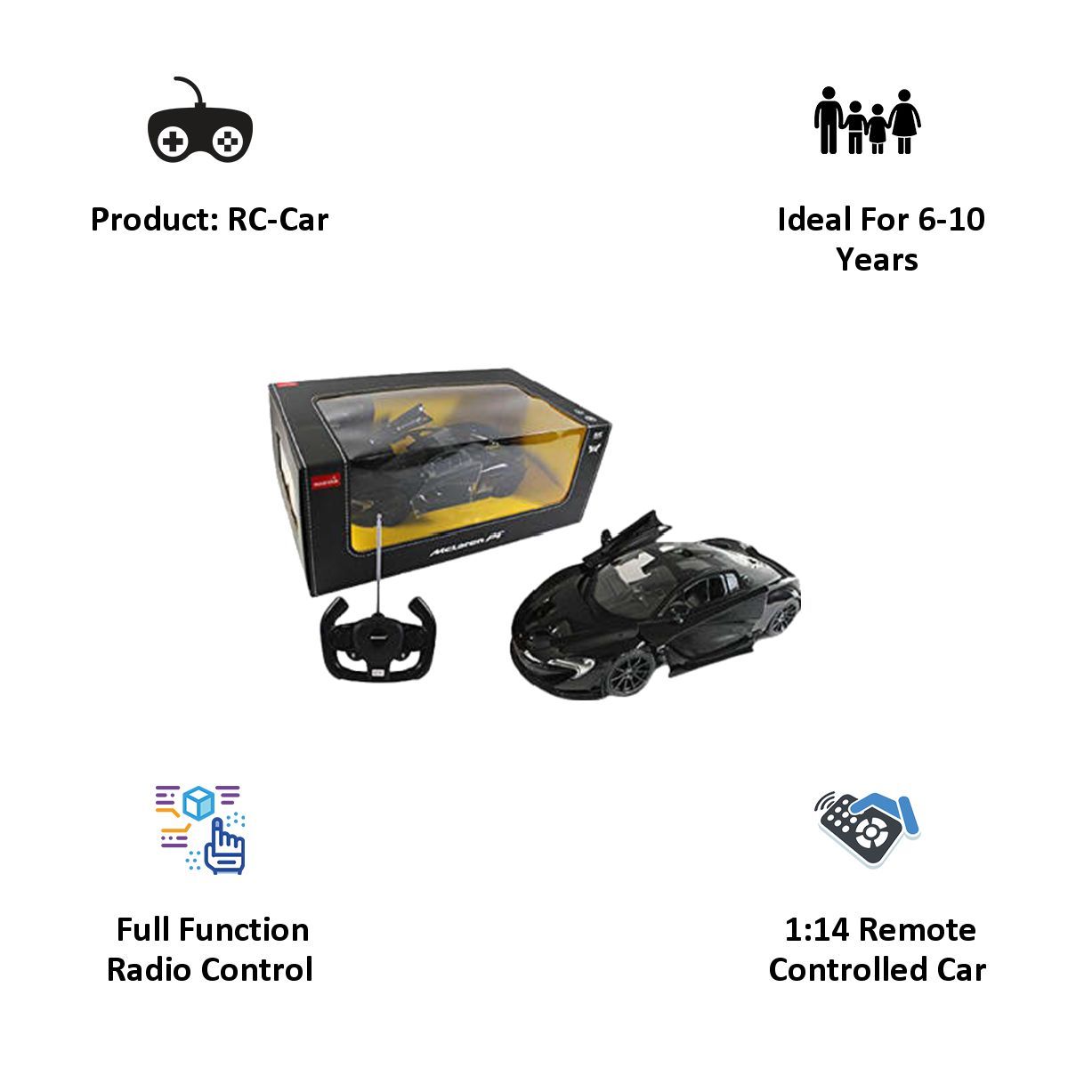 Rastar McLaren P1 1:14 Remote Controlled Car (SW-580, Black)_3