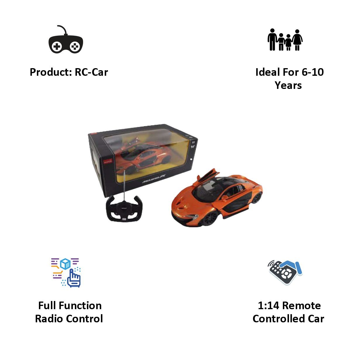 Rastar McLaren P1 1:14 Remote Controlled Car (SW-582, Orange)_6