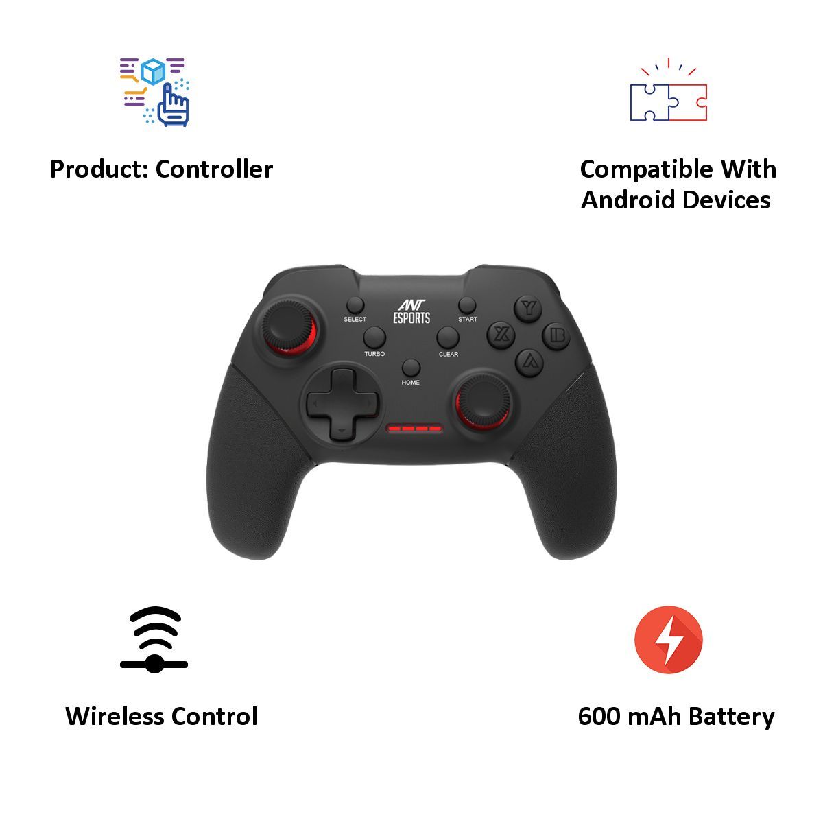 ANT ESPORTS Wireless Controller for (GP300, Black)_5