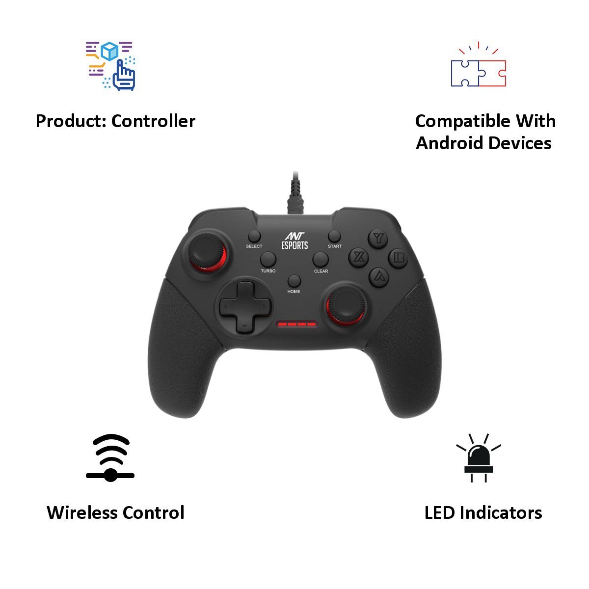 ANT ESPORTS Wired Controller Joystick (GP100, Black)_5
