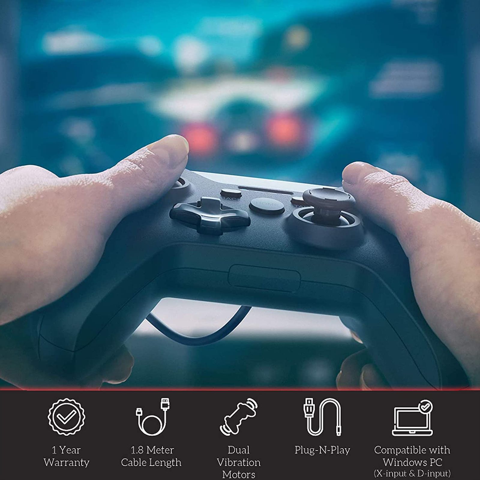 Claw Shoot Wired Controller for PC (Rubberized Textured Grip, Black)_6