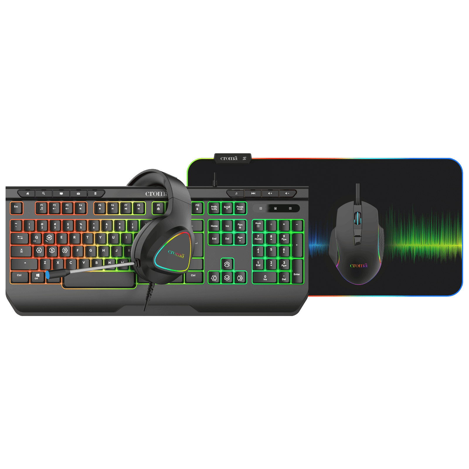 Croma Wired 4-IN-1 Gaming Combo (7200 DPI Adjustable, Black) Croma Wired 4-IN-1 Gaming Combo (7200 DPI Adjustable, Black)_1