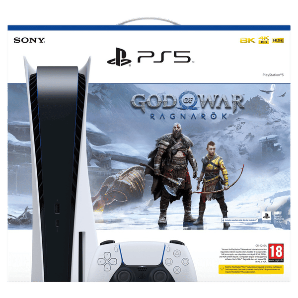 SONY Playstation 825GB SSD (50668690, White) with God Of War Ragnarok  Bundle
