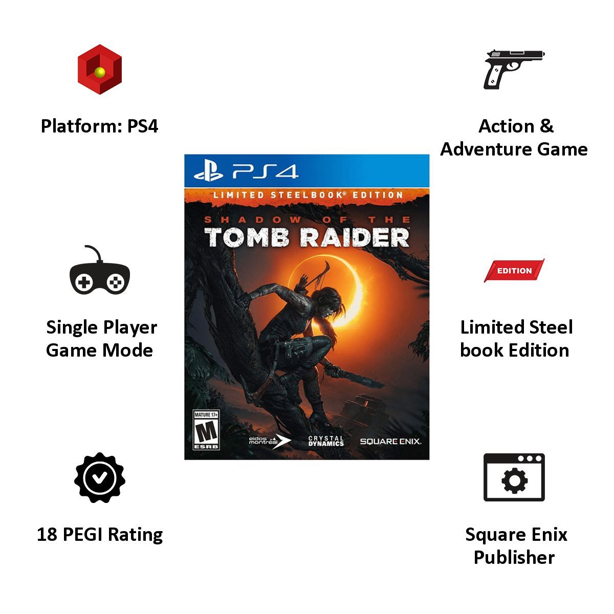 SQUARE ENIX PS4 Game (Shadow Of Tomb Raider - Limited Steelbook Edition)_5