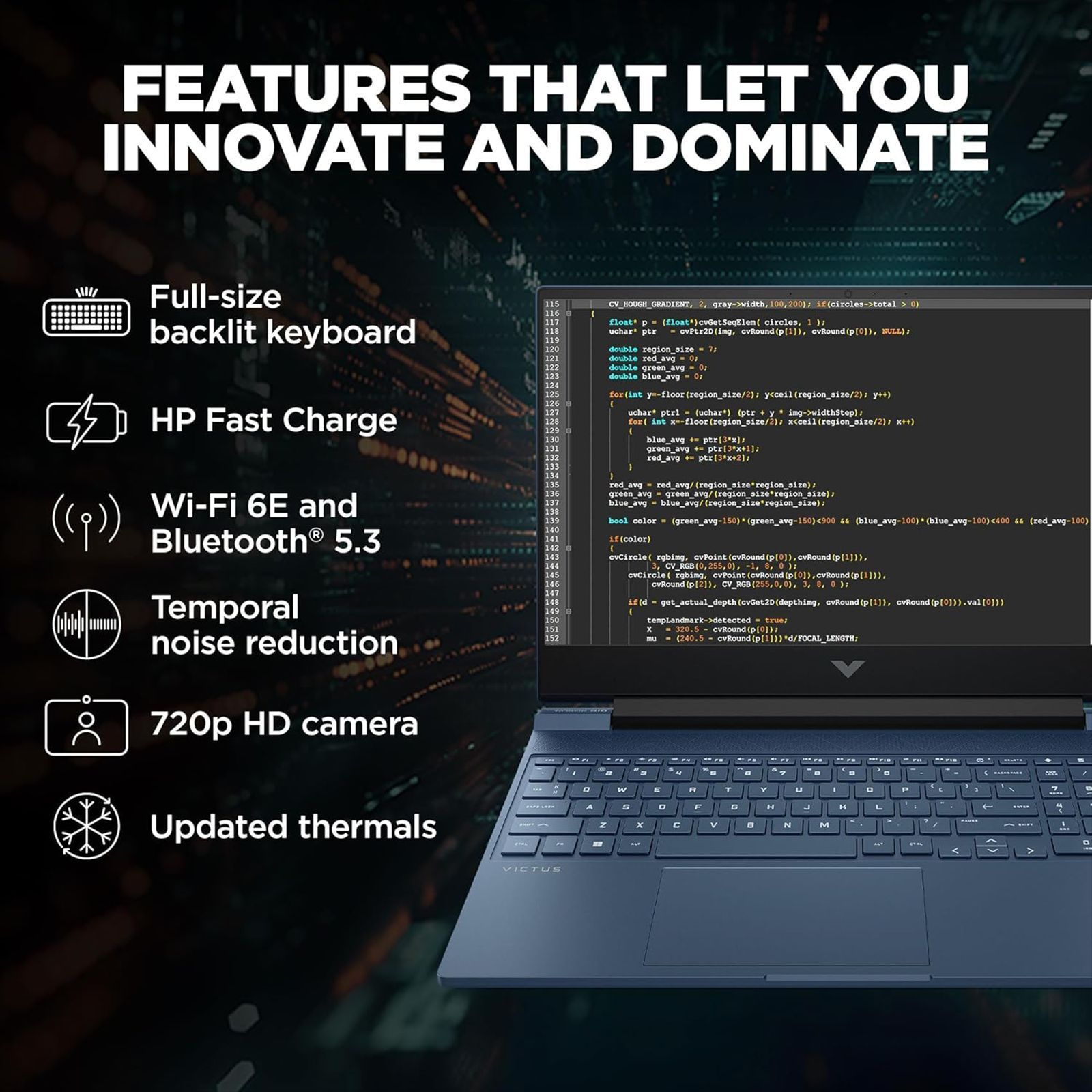 HP Victus 15-FA1411TX Intel Core i7 12th Gen Gaming Laptop (16GB, 512GB SSD, Windows 11 Home, 4GB Graphics, 15.6 inch 144 Hz Full HD IPS Display, NVIDIA GeForce RTX 3050, MS Office Home & Student 2021, Performance Blue, 2.29 KG)_10
