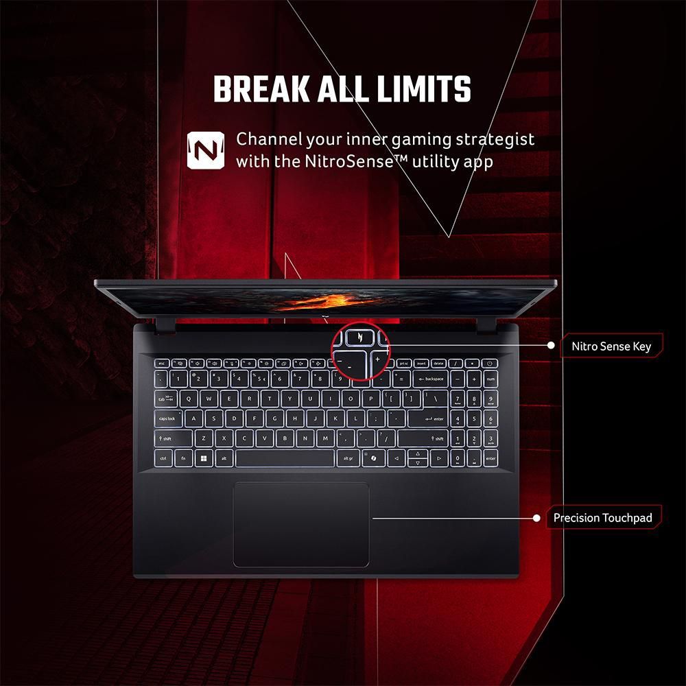 acer NITRO V ANV15-41 AMD Ryzen 7 Gaming Laptop (16GB, 512GB SSD, Windows 11 Home, 6GB Graphics, 15.6 inch 144 Hz Full HD Display, NVIDIA GeForce RTX 4050, Obsidian Black, 2.1 KG)_16