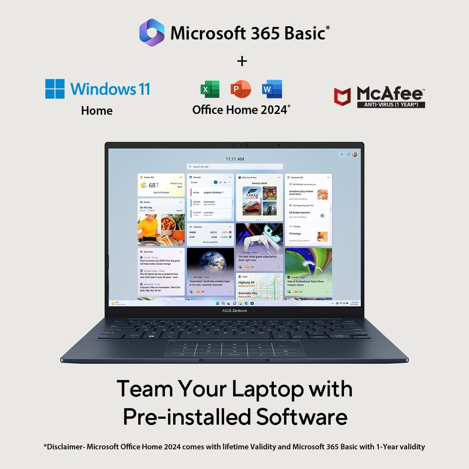 ASUS Zenbook 1 Intel Core Ultra 9 285H Touchscreen Notebook Laptop (32GB, 1TB SSD, Windows 11 Home, 14 inch OLED Display, MS Office 2024, Ponder Blue, 1.28 KG)_12