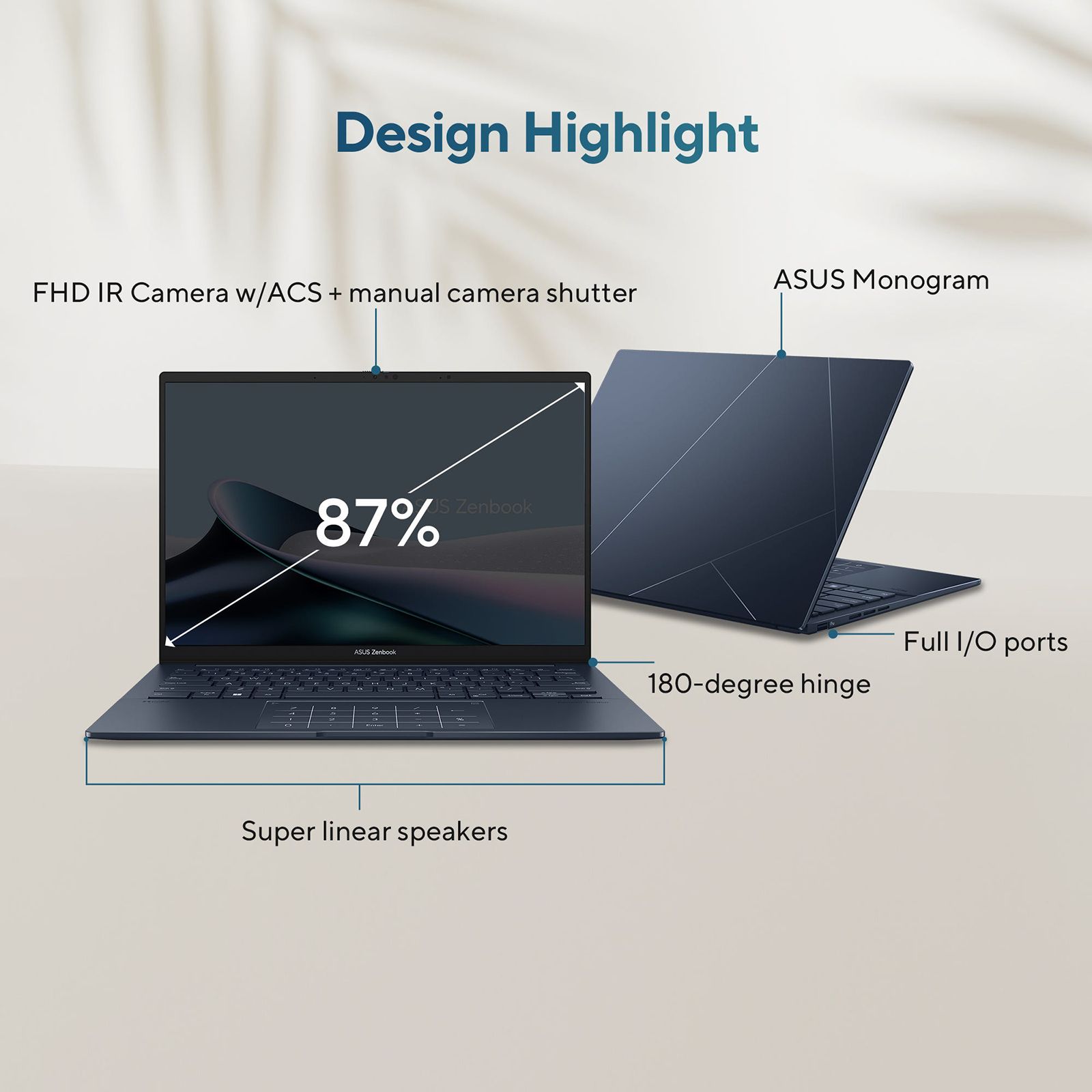 ASUS Zenbook 1 Intel Core Ultra 9 285H Touchscreen Notebook Laptop (32GB, 1TB SSD, Windows 11 Home, 14 inch OLED Display, MS Office 2024, Ponder Blue, 1.28 KG)_18