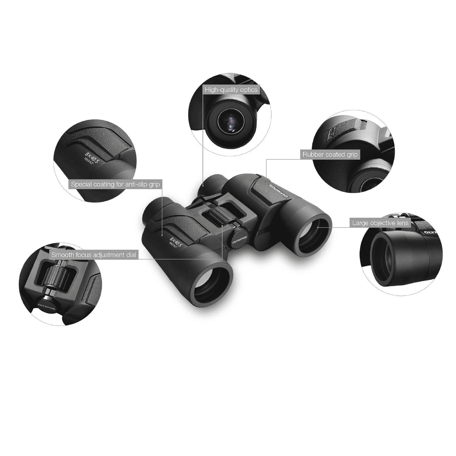 OLYMPUS 8 x 40 mm Porro Prism Optical Binoculars (Bright and Wider Field of View, 8X40S, Black)_3