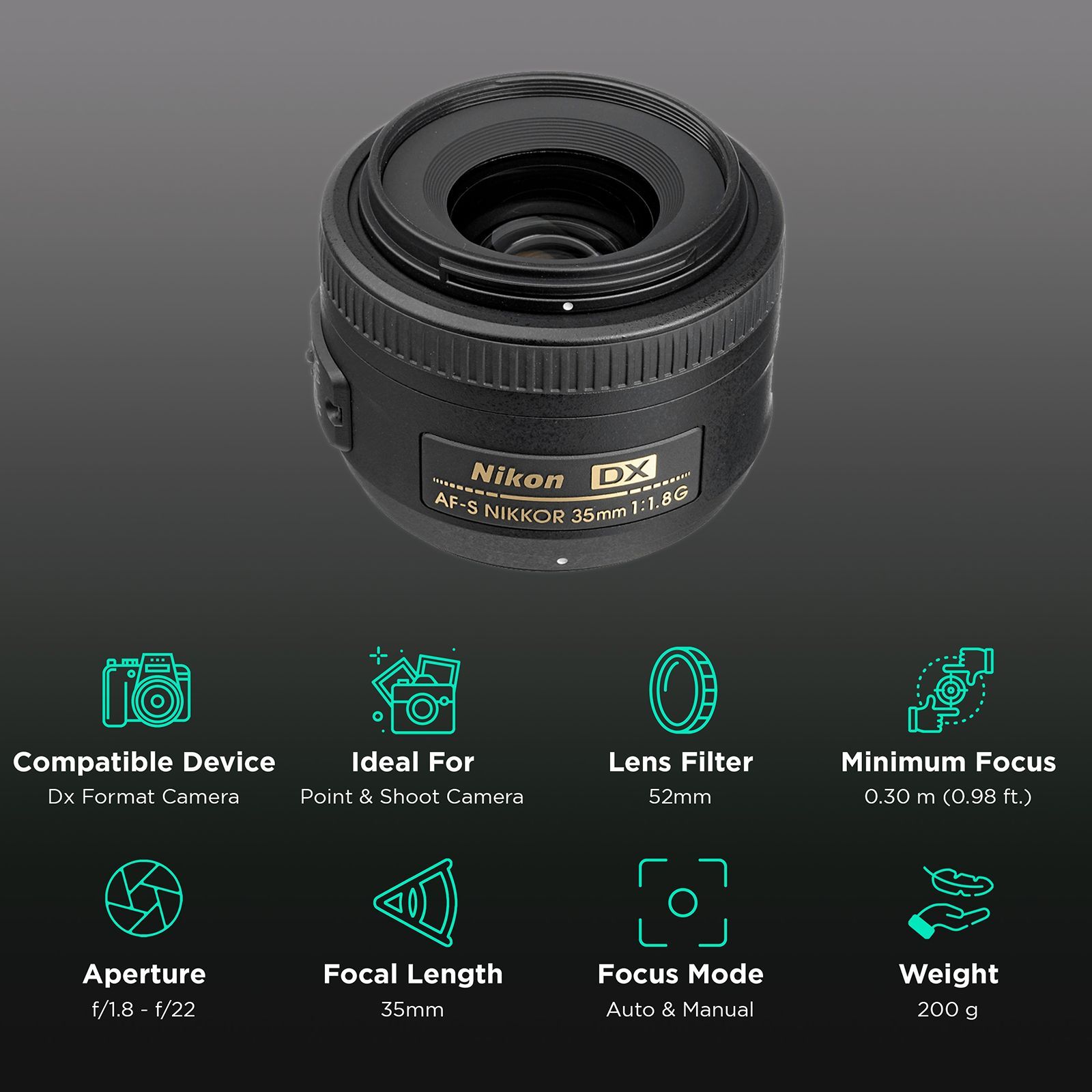 Nikon AF-S DX NIKKOR 35mm f/1.8 - f/22 Wide-Angle Prime Lens for Nikon F Mount (STM Motor) Nikon AF-S DX NIKKOR 35mm f/1.8 - f/22 Wide-Angle Prime Lens for Nikon F Mount (STM Motor)_3