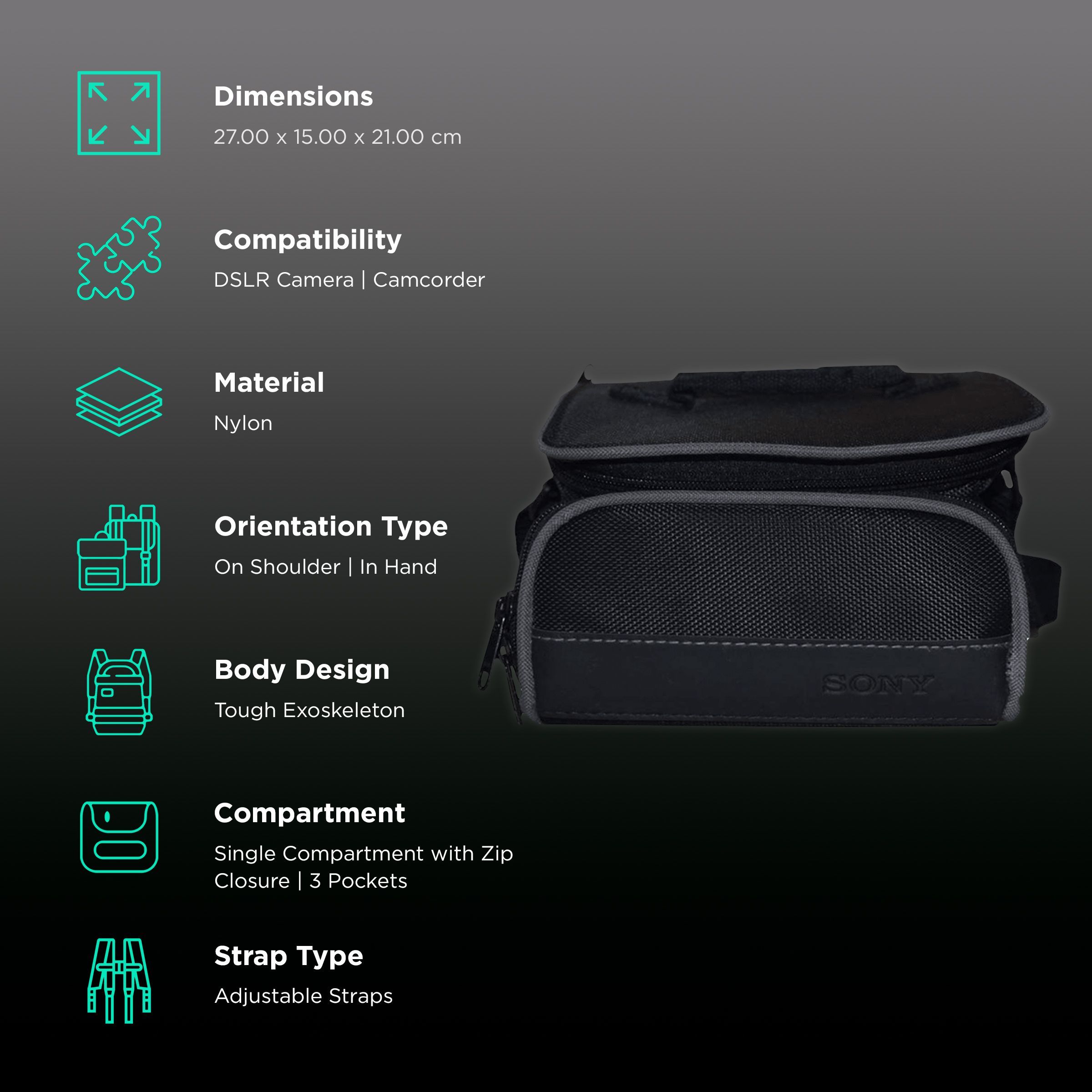 SONY MII-HD2 Nylon Camera Pouch For DSLR ( Protective Interior , MII-HD2 , Black ) SONY MII-HD2 Nylon Camera Pouch For DSLR ( Protective Interior , MII-HD2 , Black )_3