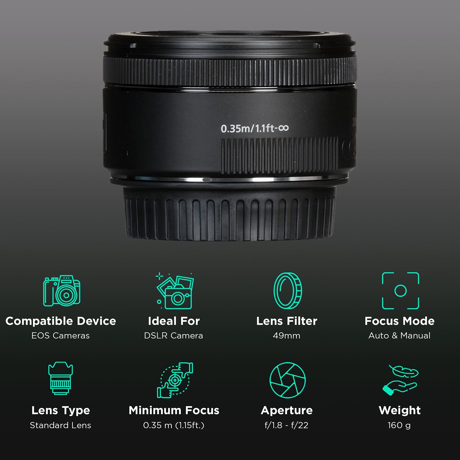 Canon 50mm f/1.8 Standard Prime Lens for Canon EF Mount (STM Motor) Canon 50mm f/1.8 Standard Prime Lens for Canon EF Mount (STM Motor)_3