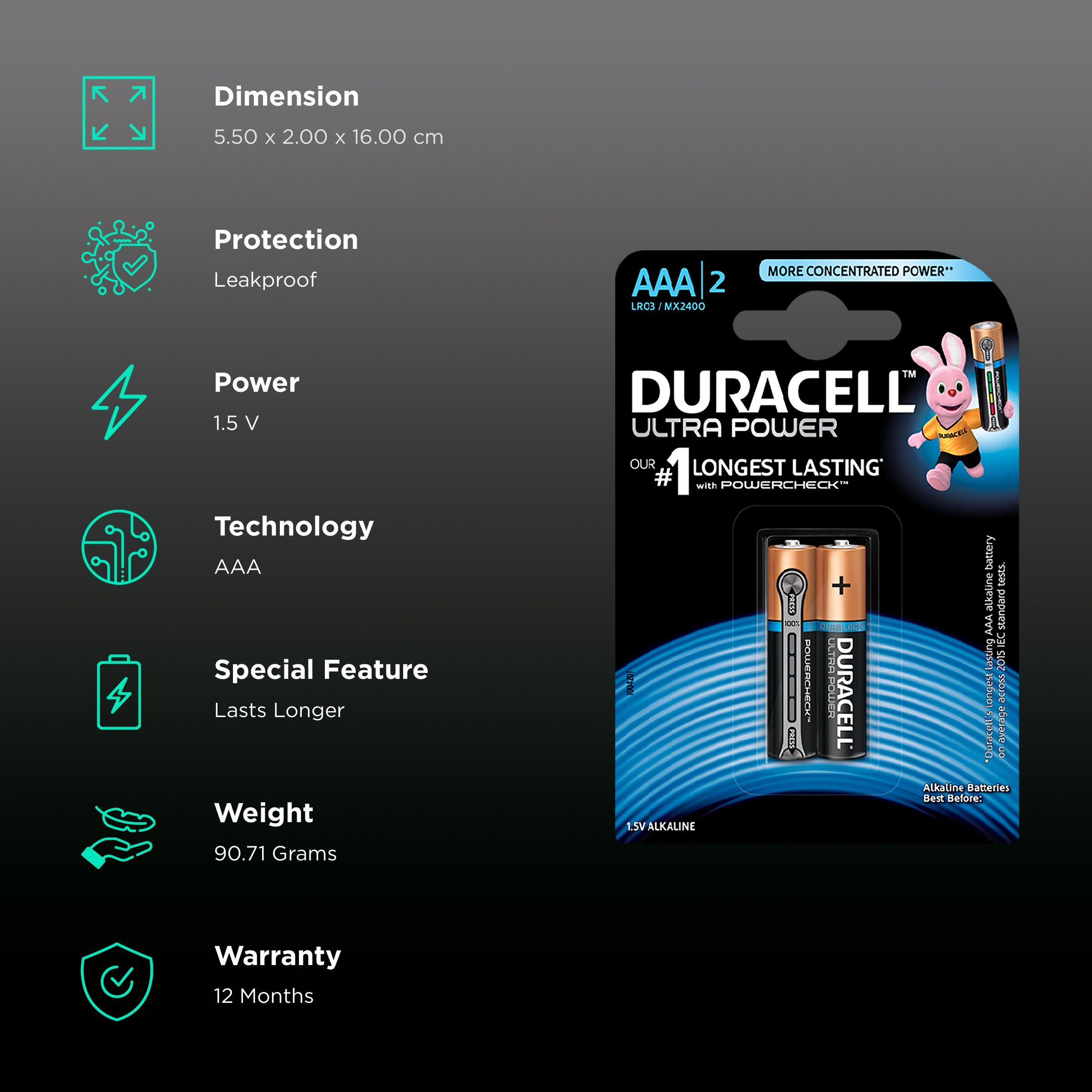 DURACELL Ultra Power Alkaline AAA Battery (Pack of 2)_2