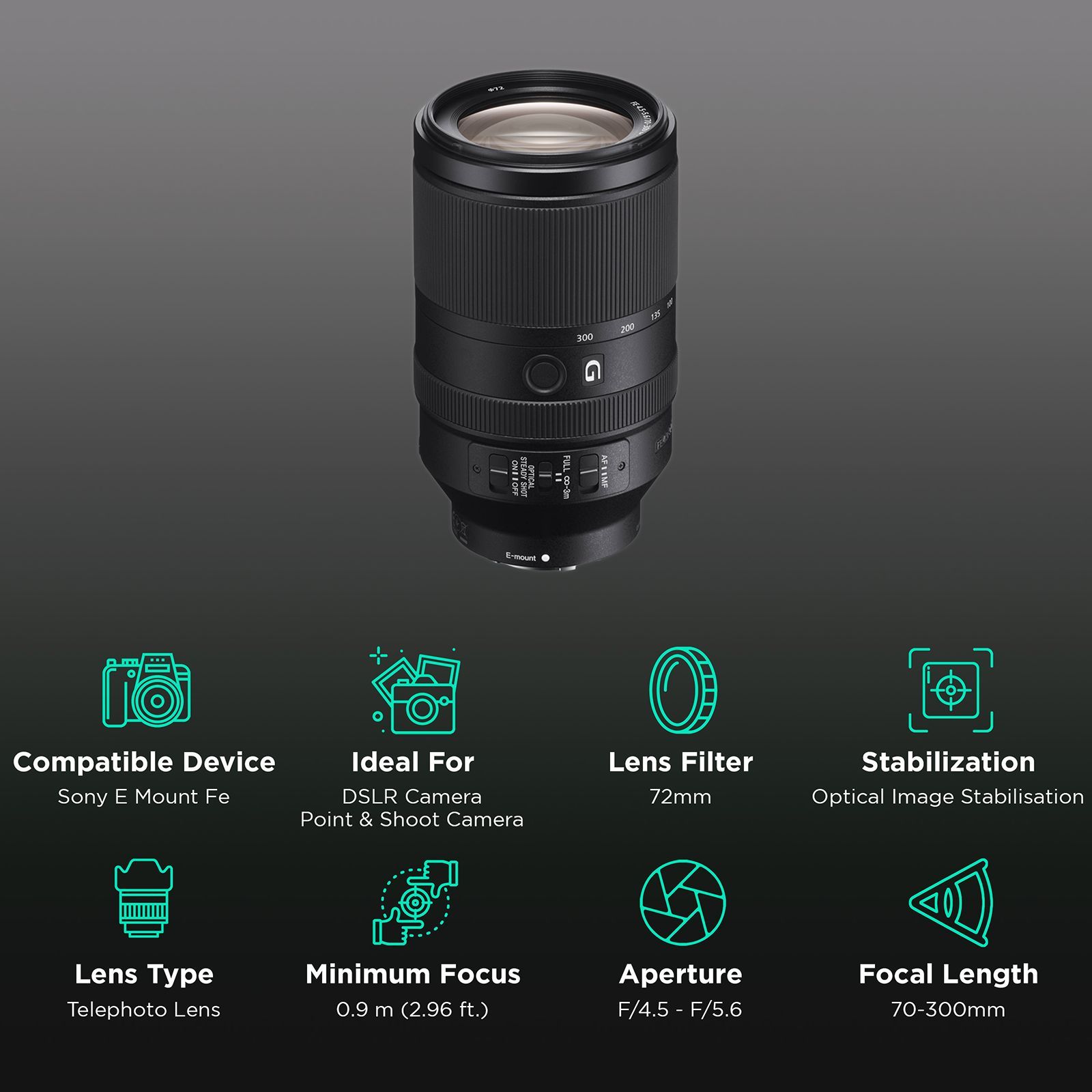 SONY 70-300mm f/4.5 - f/5.6 Telephoto Zoom Lens for SONY E Mount (Dust & Moisture Resistant) SONY 70-300mm f/4.5 - f/5.6 Telephoto Zoom Lens for SONY E Mount (Dust & Moisture Resistant)_3