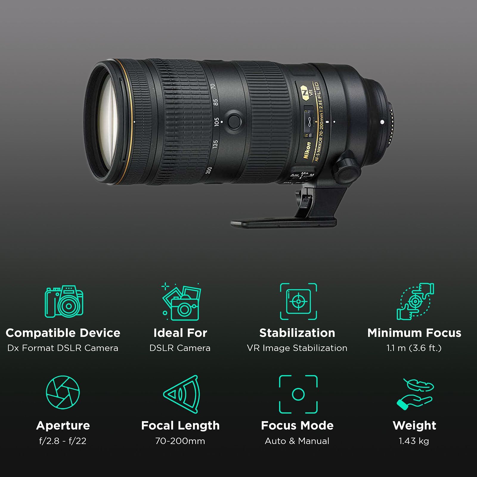 Nikon AF-S NIKKOR 70-200mm f/2.8 - f/22 Telephoto Zoom Lens for Nikon F Mount (Silent Wave Motor Technology)_3