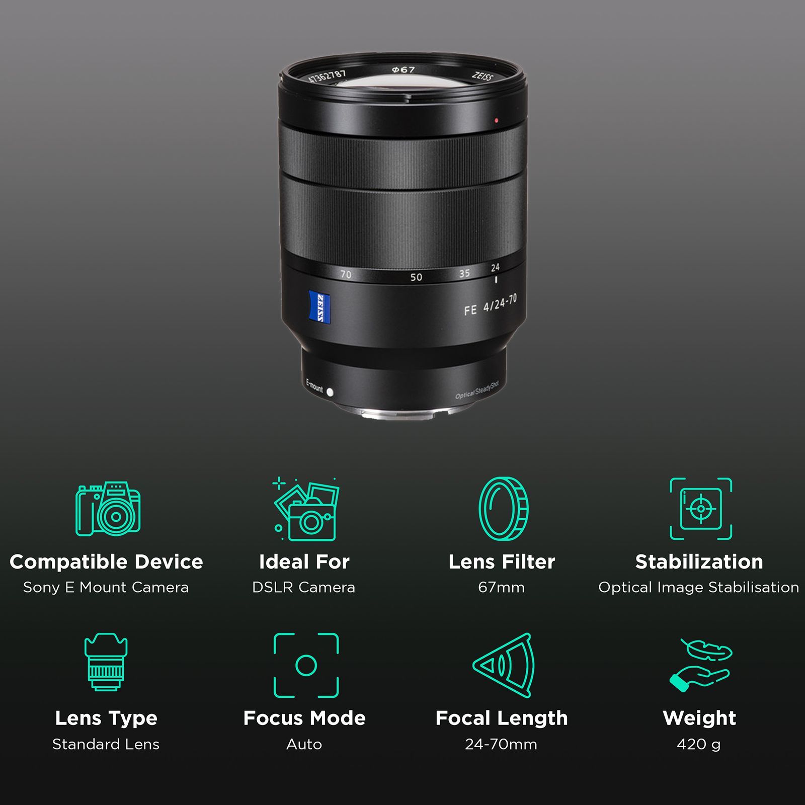 SONY Vario-Tessar T FE 24-70mm f/4 - f/22 Standard Zoom Lens for SONY E Mount (Dust & Moisture Resistant)_3