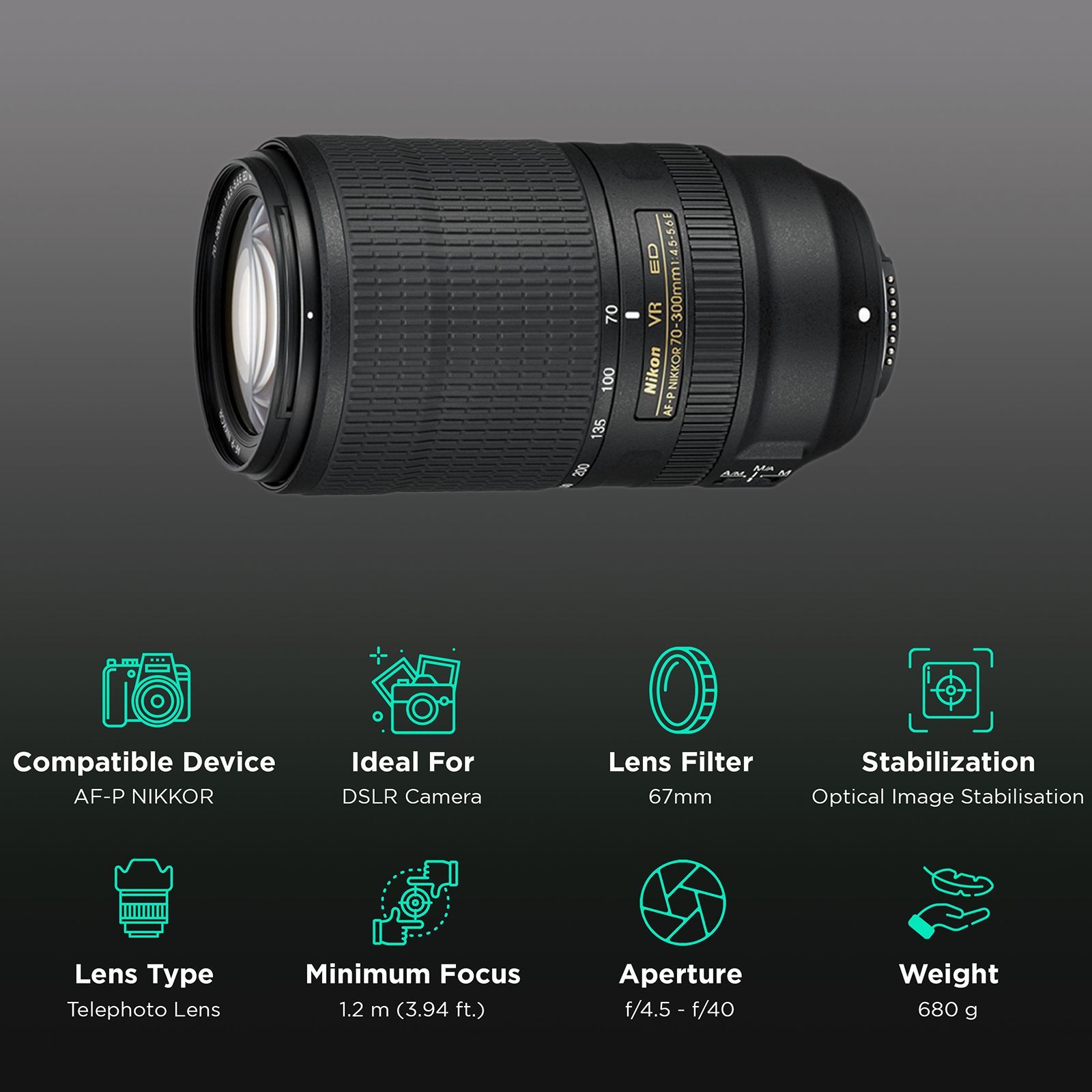 Nikon AF-P NIKKOR 70-300mm f/4.5 - f/5.6 Telephoto Zoom Lens for Nikon F Mount (Near Silent Stepping Motor)_3