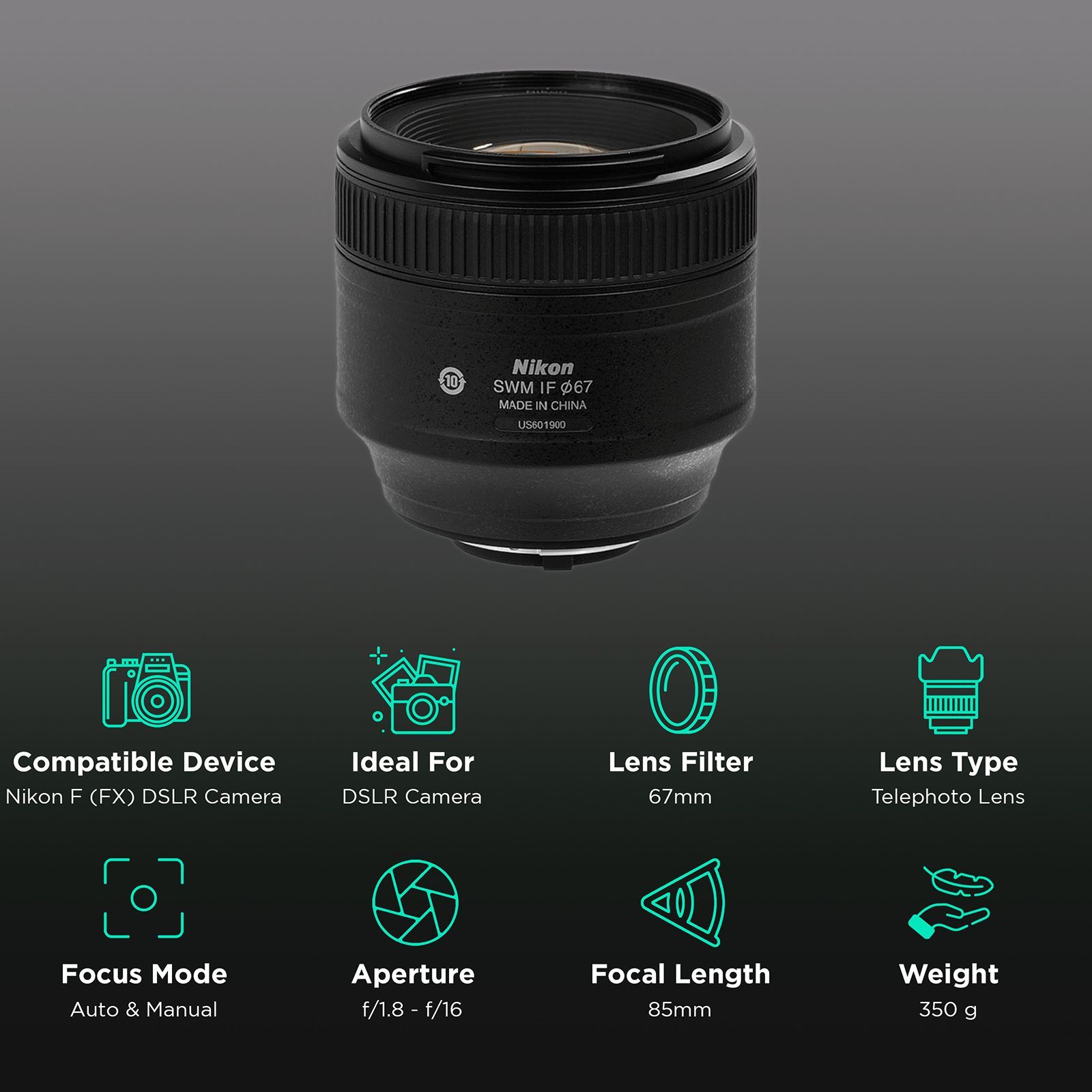 Nikon AF-S NIKKOR 85mm f/1.8 - f/16 Telephoto Prime Lens for Nikon F Mount (Silent Wave Motor)_3