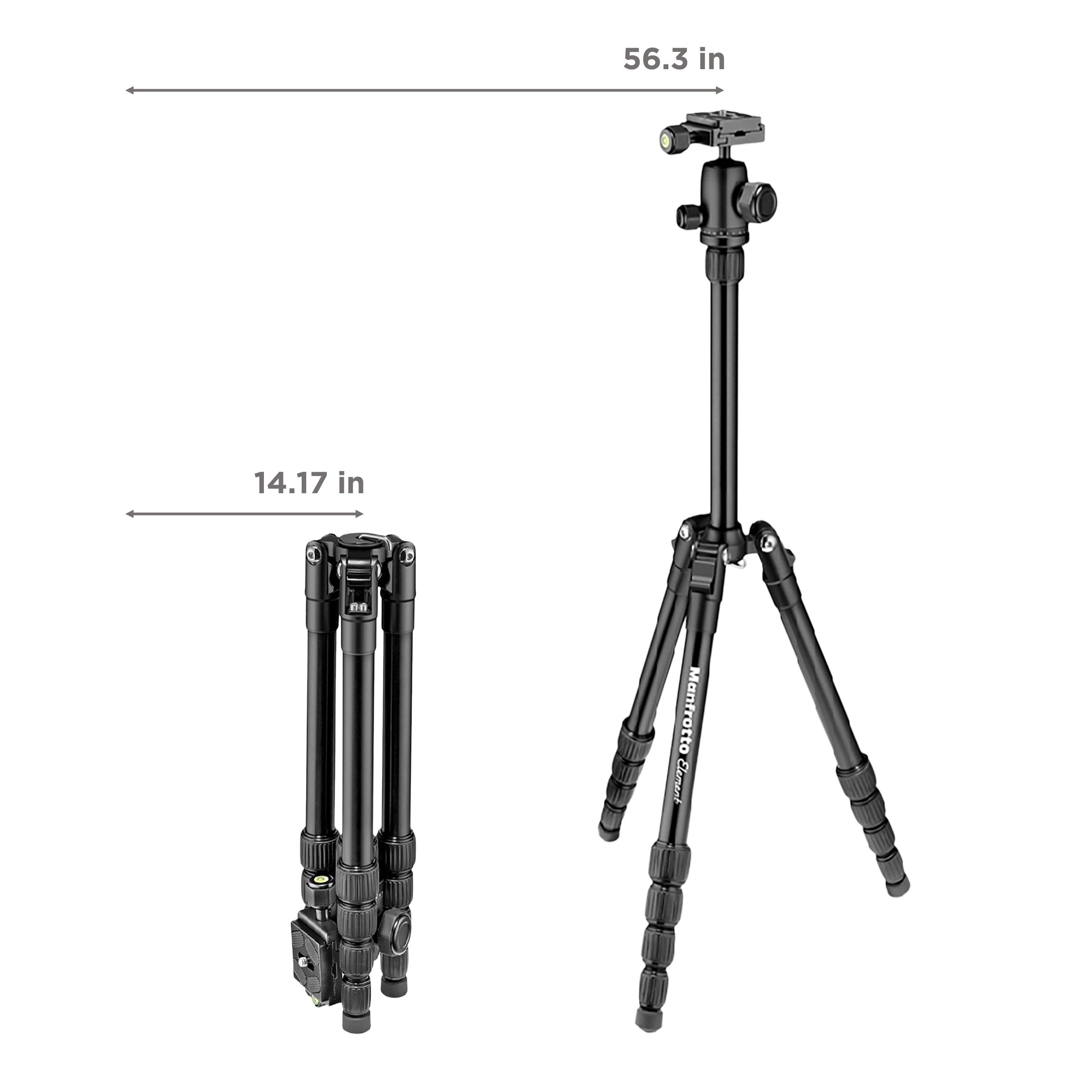 Manfrotto Element 143cm Adjustable Tripod for Camera (360 Degree Panoramic Rotation, Black)_3