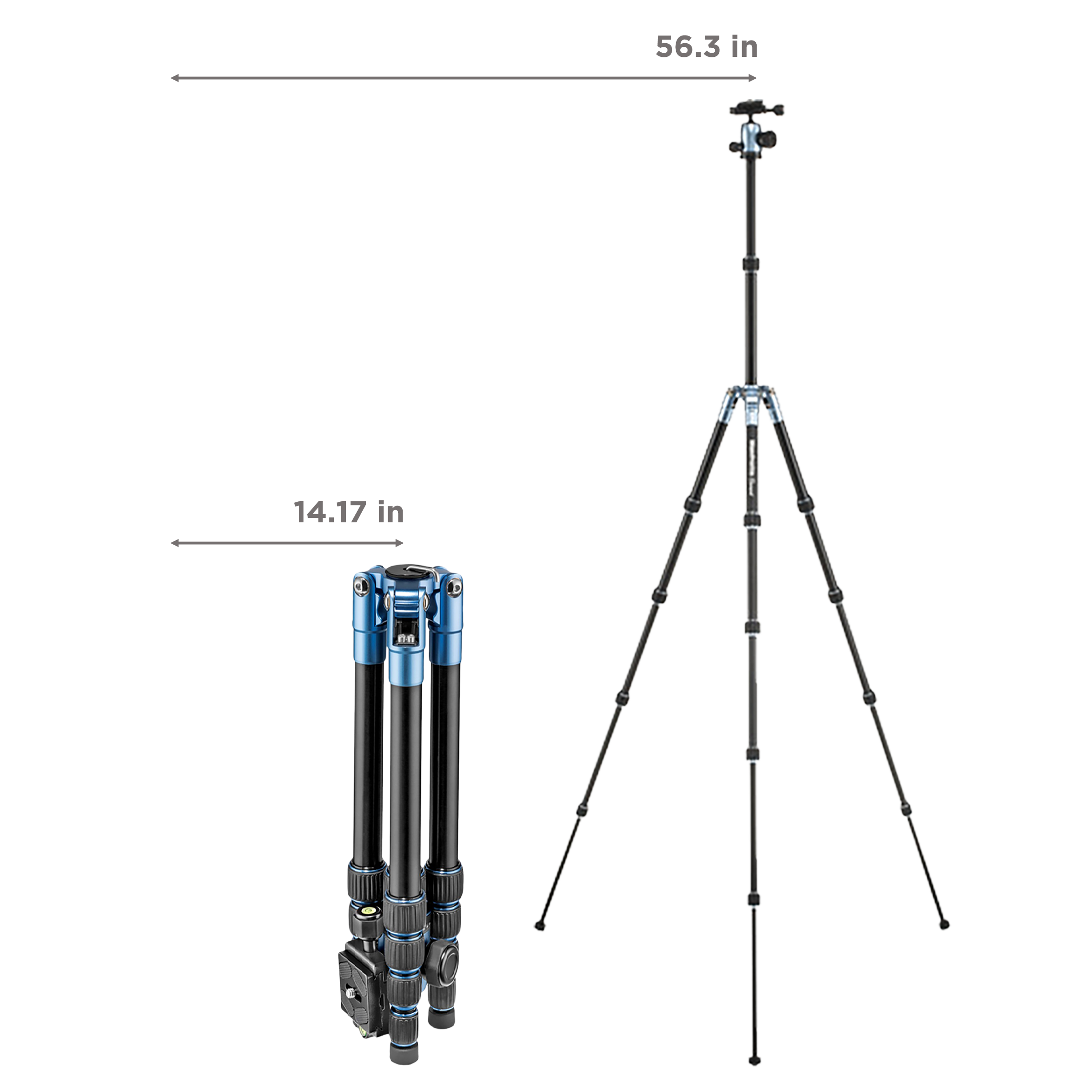 Manfrotto Element 143cm Adjustable Tripod for Camera (360 Degree Panoramic Rotation, Blue)_3
