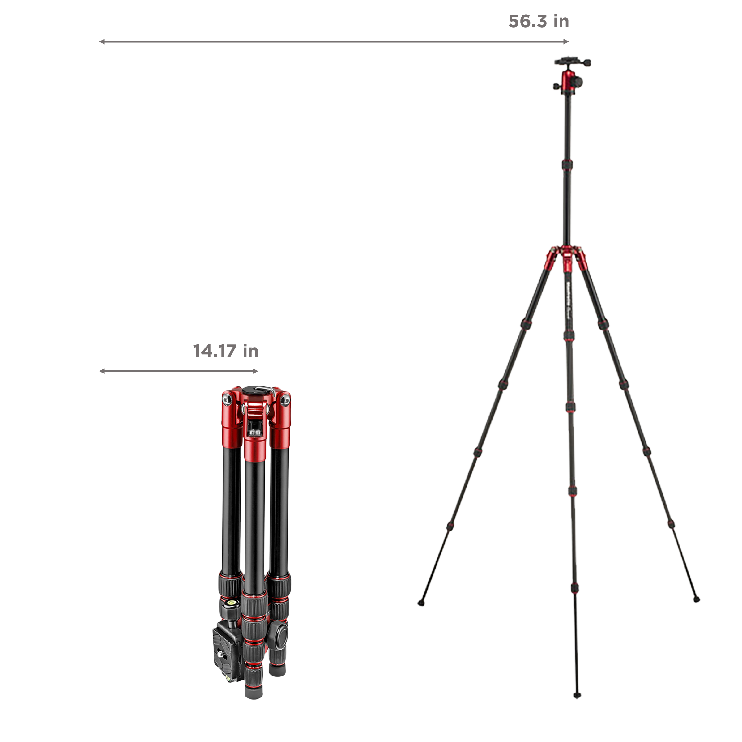 Manfrotto Element 143cm Adjustable Tripod for Camera (360 Degree Panoramic Rotation, Red)_3