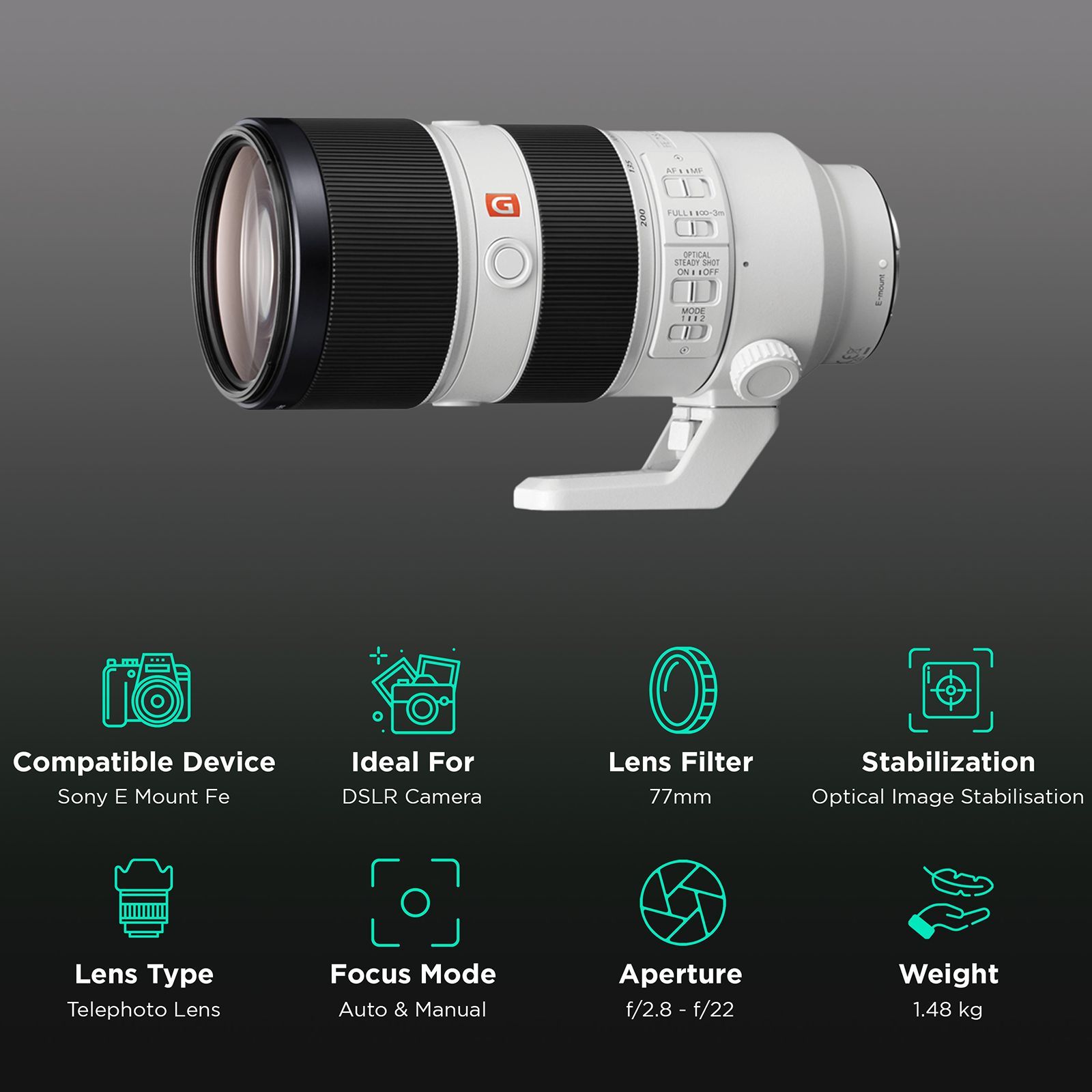 SONY 70-200mm f/2.8 - f/22 Telephoto Zoom Lens for SONY E Mount (Dust & Moisture Resistant)_3