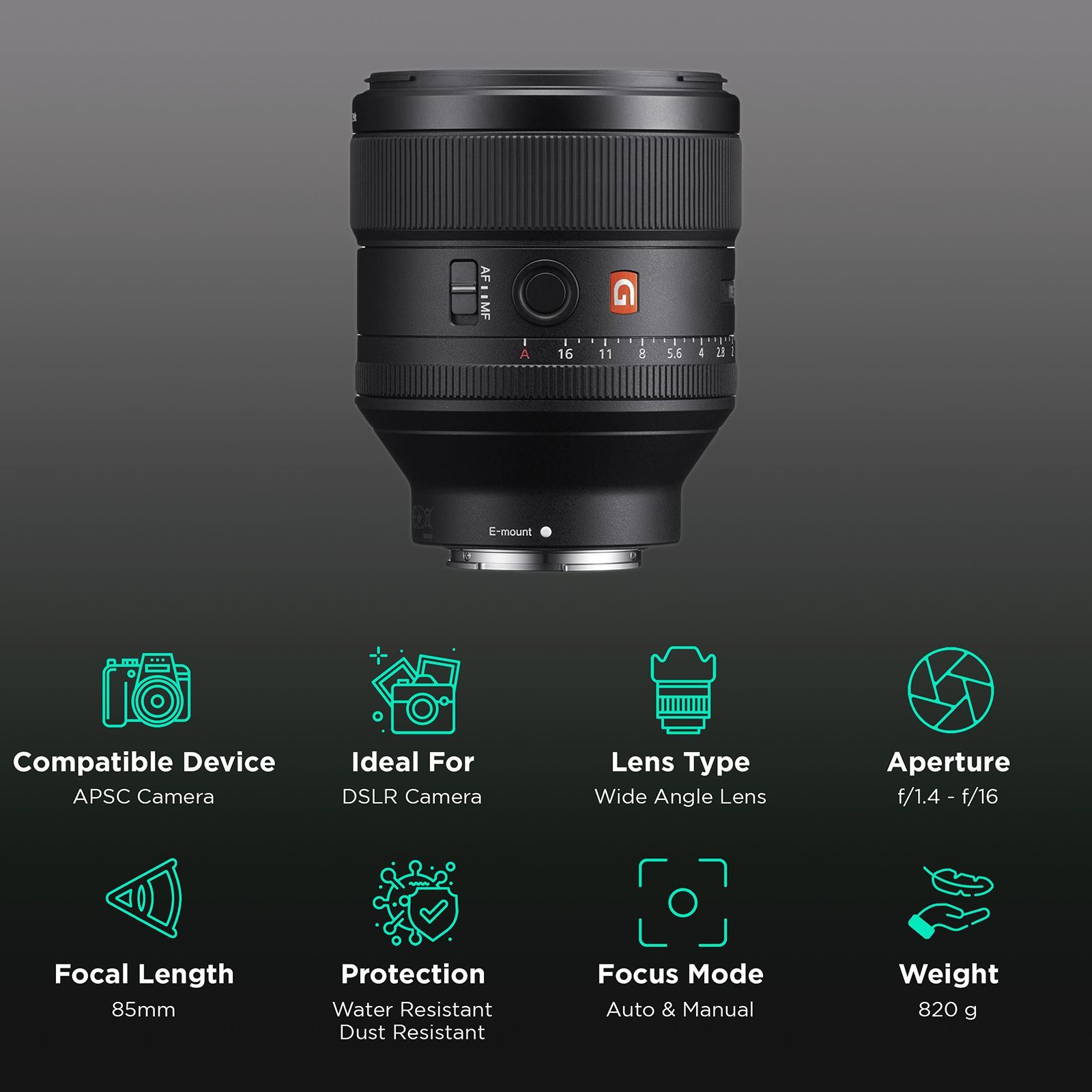 SONY 85mm f/1.4 - f/16 Telephoto Prime Lens for SONY E Mount (Dust & Moisture Resistant)_3