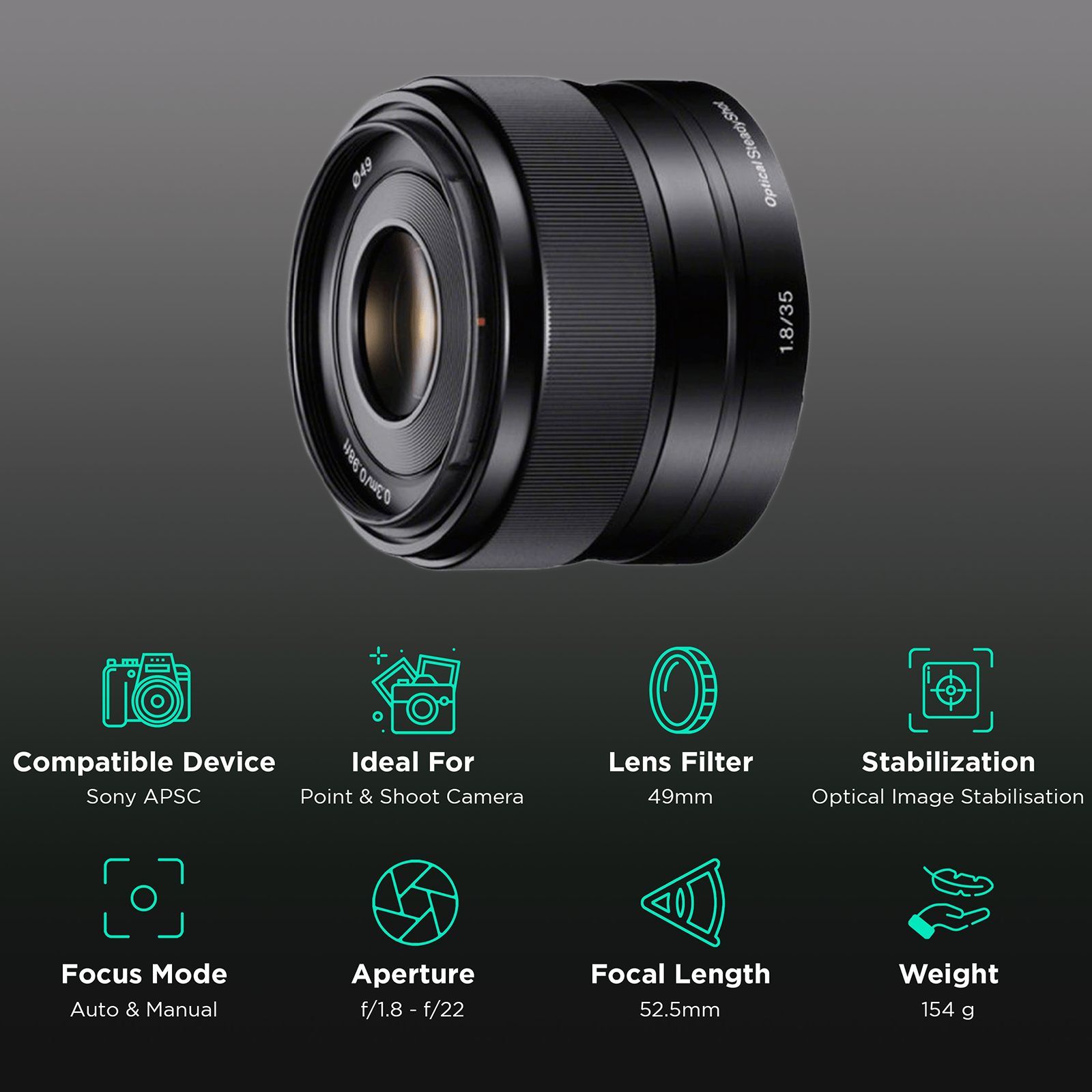 SONY 35mm f/1.8 - f/22 Standard Prime Lens for SONY E Mount (Optical SteadyShot Image Stabilisation) SONY 35mm f/1.8 - f/22 Standard Prime Lens for SONY E Mount (Optical SteadyShot Image Stabilisation)_3