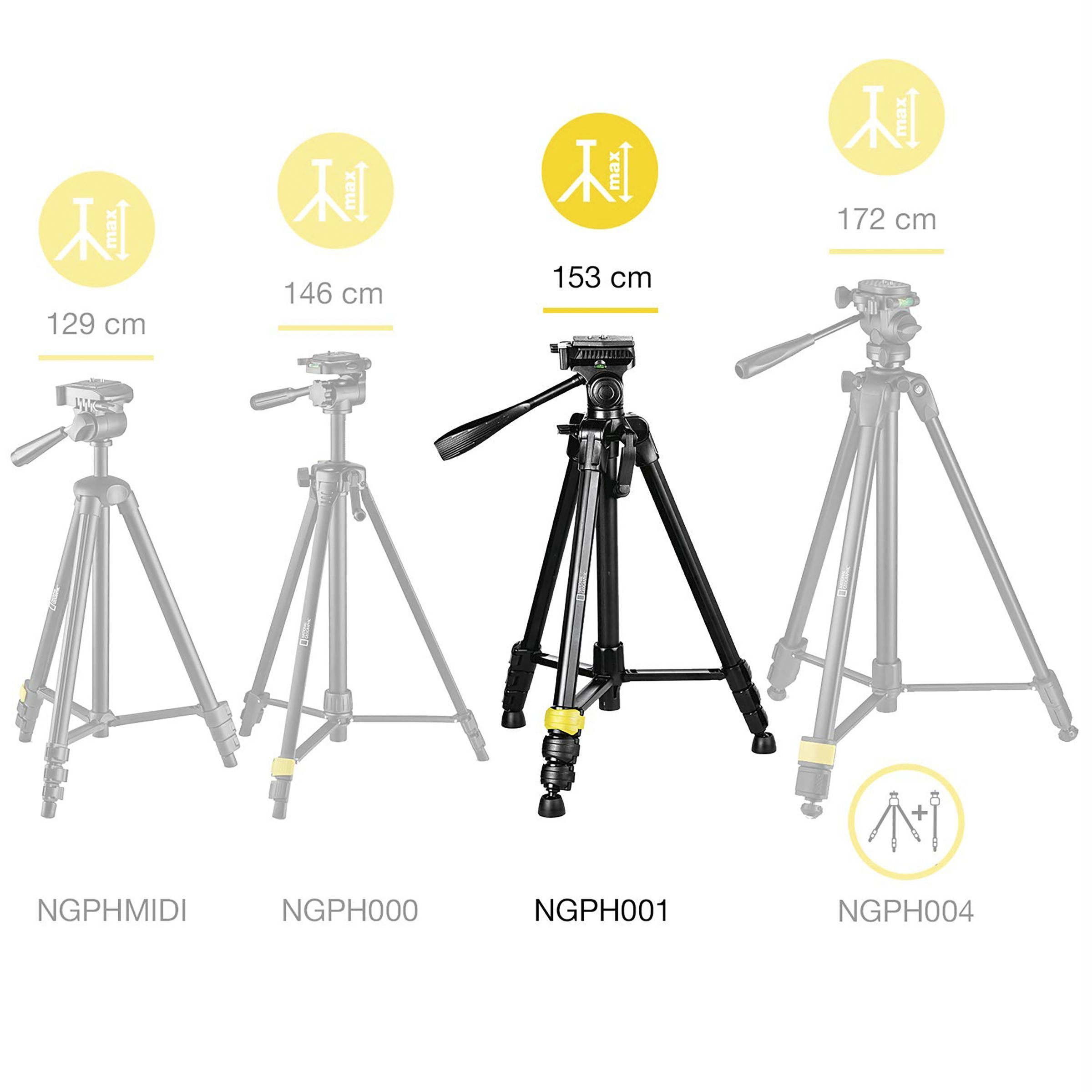 National Geographic 153cm Adjustable Tripod for Camera (3 Way Pan Head, Black)_11