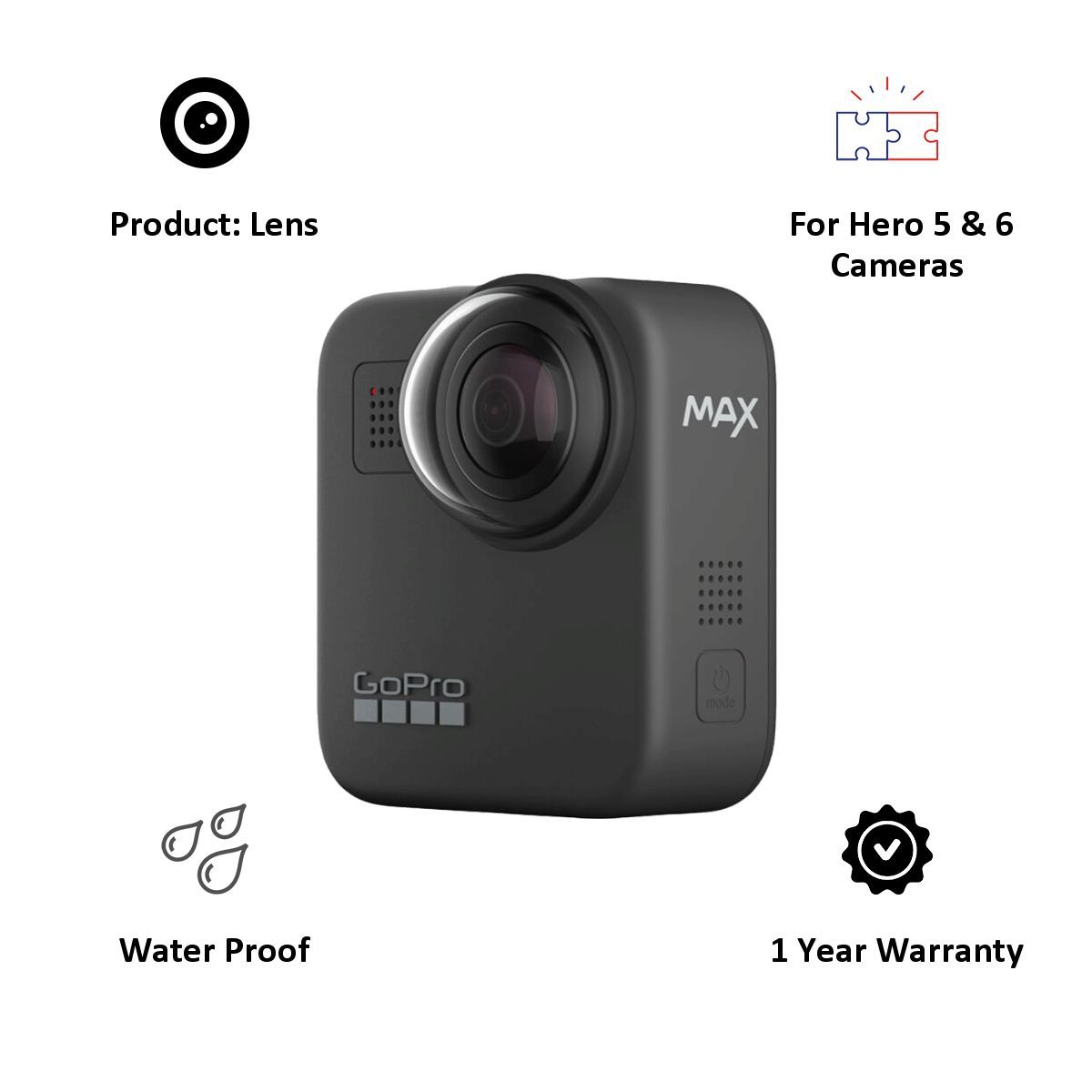 GoPro MAX Replacement Protective Lens (ACCOV-001, Black)_4