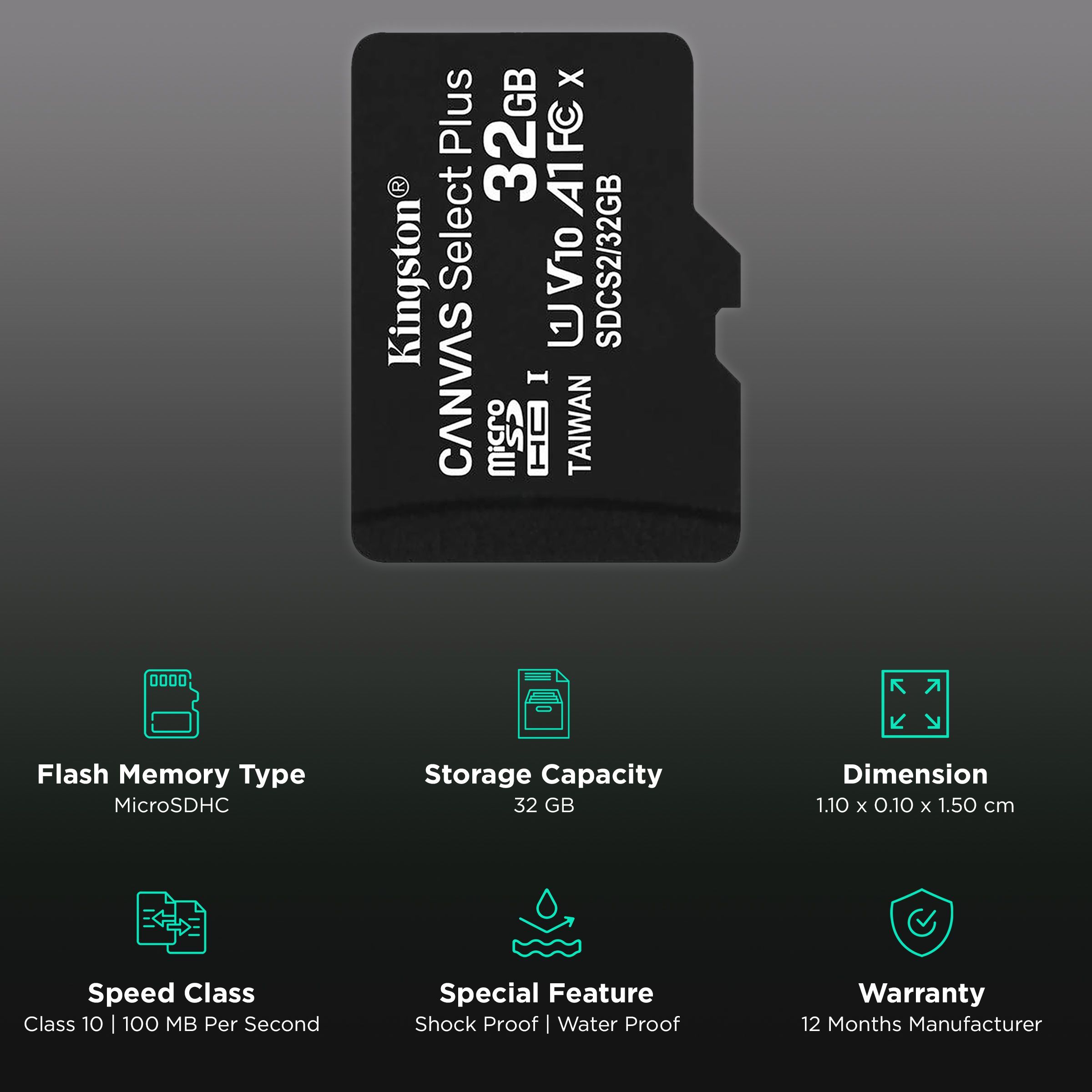 Kingston Canvas Select Plus MicroSDHC 32GB Class 10 100MB/s Memory Card_3