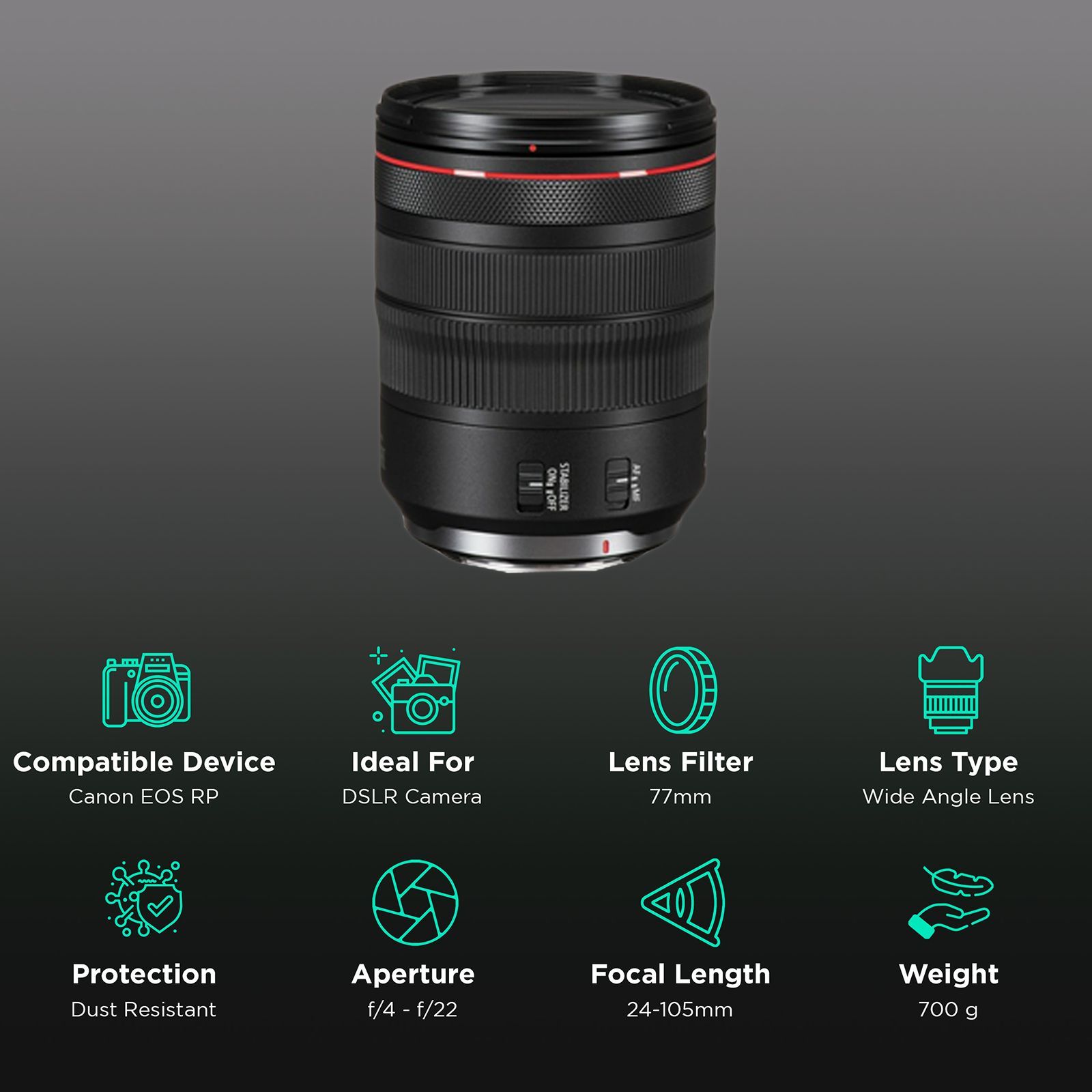 Canon RF 24-105mm f/22 - f/4 Wide-Angle Zoom Lens for Canon RF Mount (Dust & Drip Resistant)_3