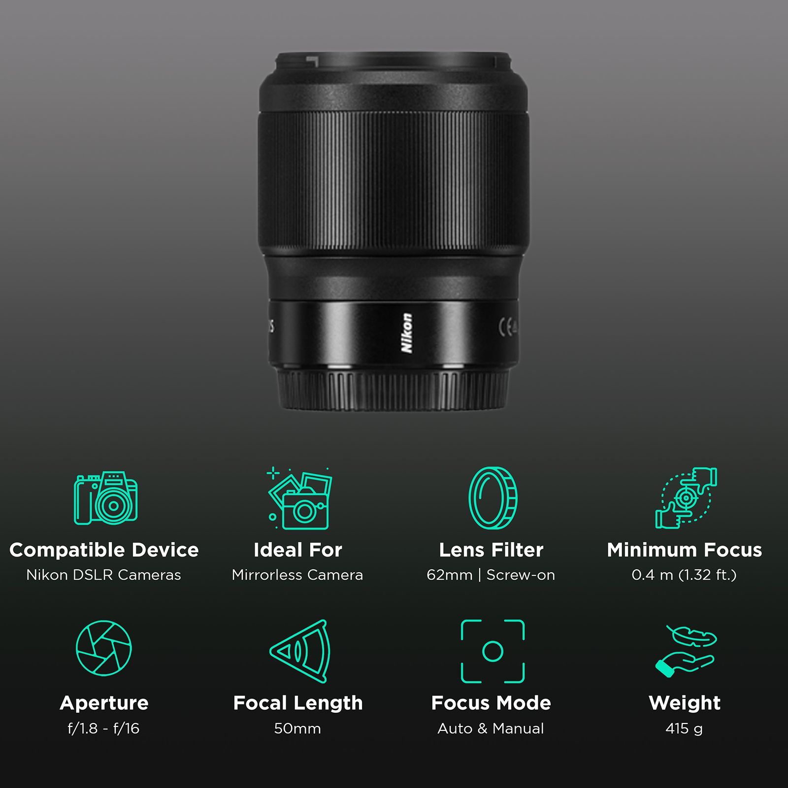 Nikon NIKKOR Z 50mm f/1.8 - f/16 Standard Prime Lens for Nikon Z Mount (STM Motor)_2