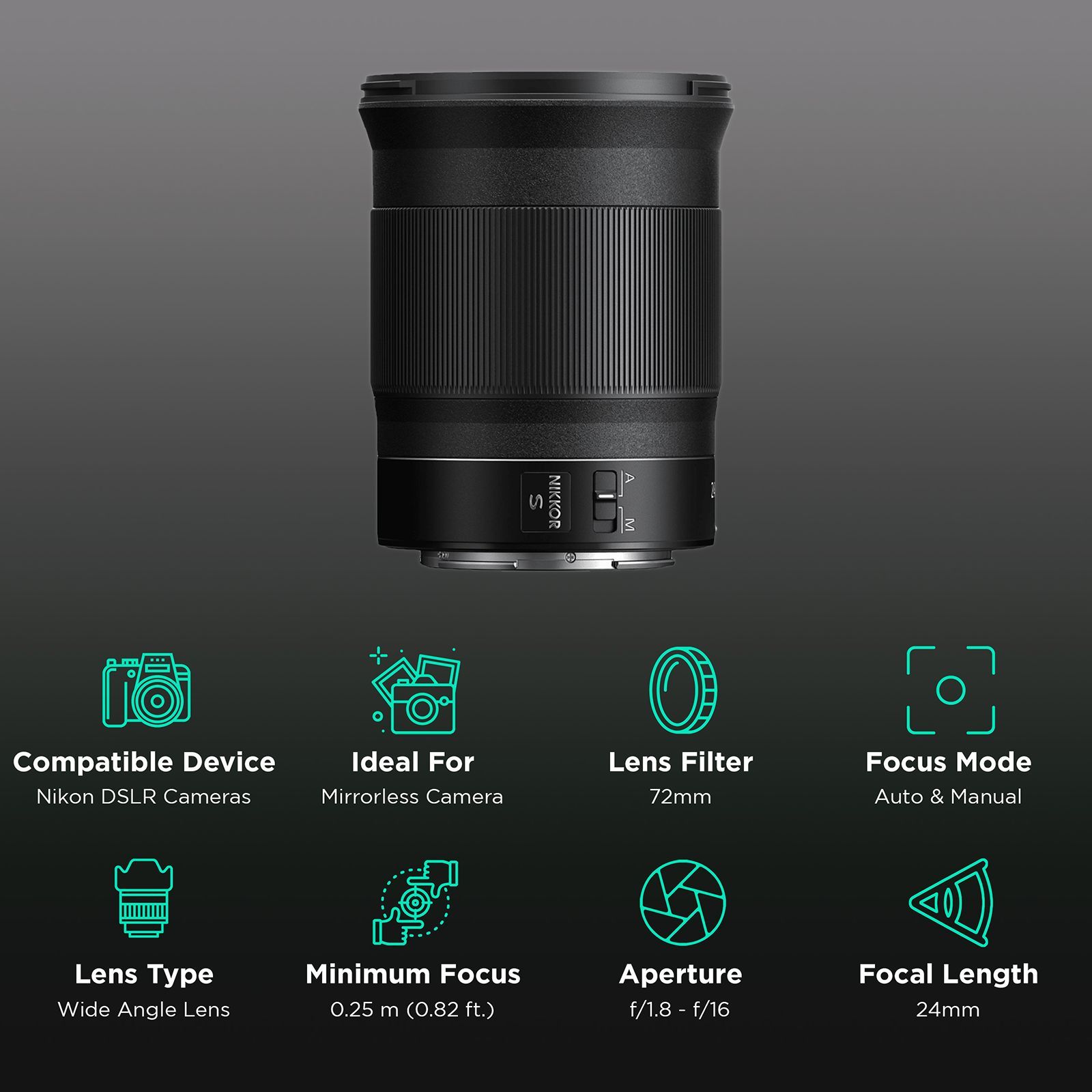 Nikon NIKKOR Z 24mm f/1.8 - f/16 Wide-Angle Prime Lens for Nikon Z Mount (Autofocus)_3