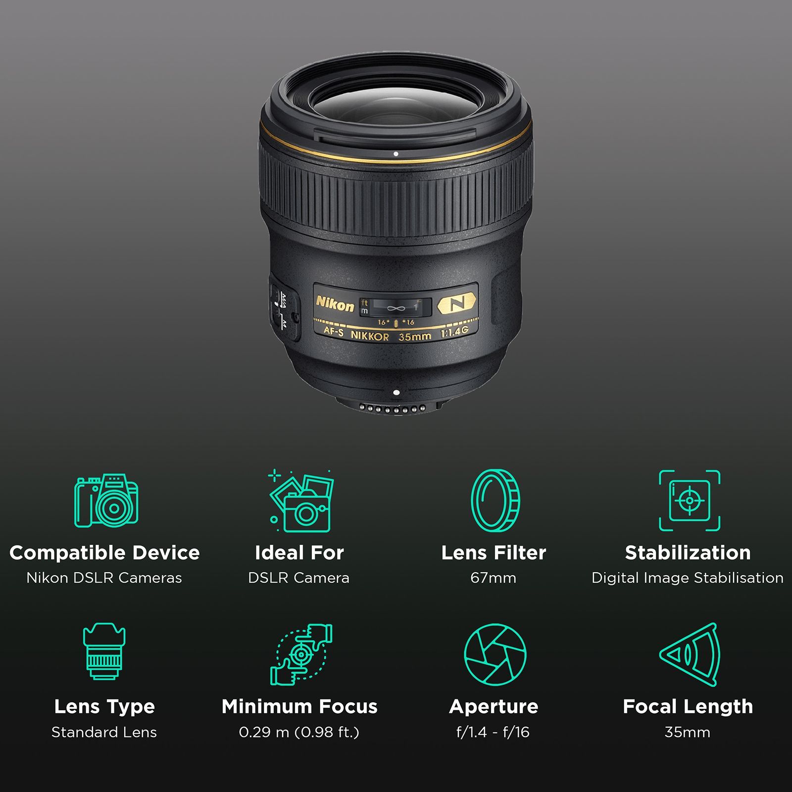 Nikon AF-S NIKKOR 35mm f/1.4 - f/16 Standard Prime Lens for Nikon F Mount (Autofocus)_3