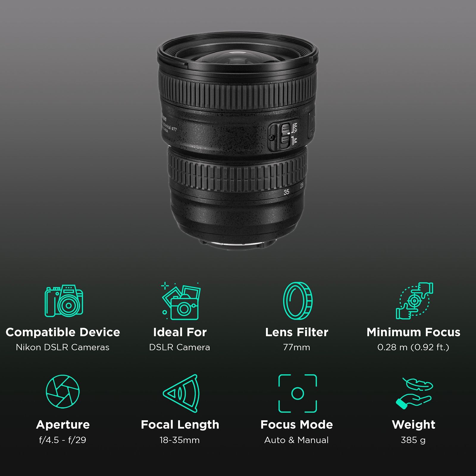 Nikon AF-S NIKKOR 18-35mm f/3.5 - f/4.5 Wide-Angle Zoom Lens for Nikon F Mount (Silent Wave Motor)_3