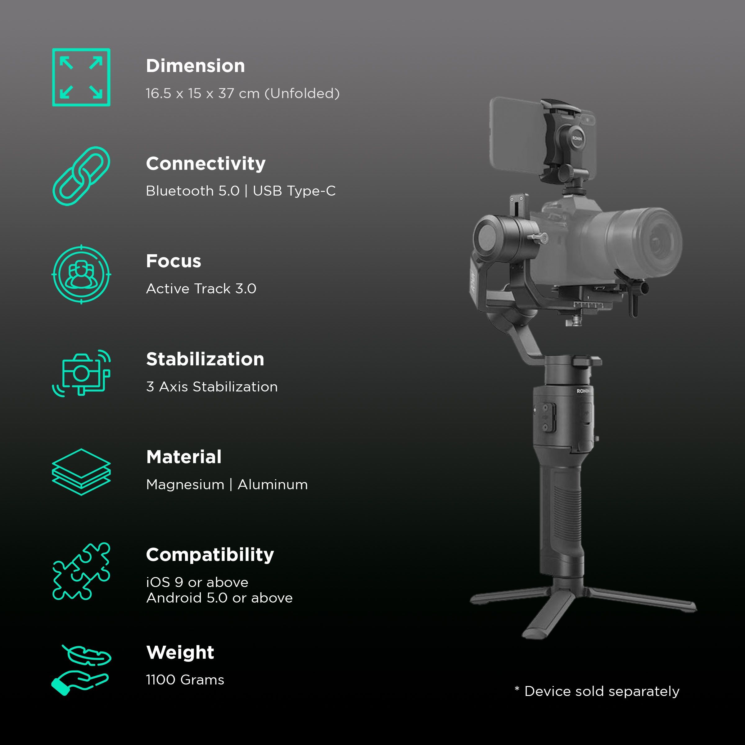 DJI Ronin-SC 3-Axis Gimbal for Mobile and Camera with Remote (360 Degree Movement, Black) DJI Ronin-SC 3-Axis Gimbal for Mobile and Camera with Remote (360 Degree Movement, Black)_2