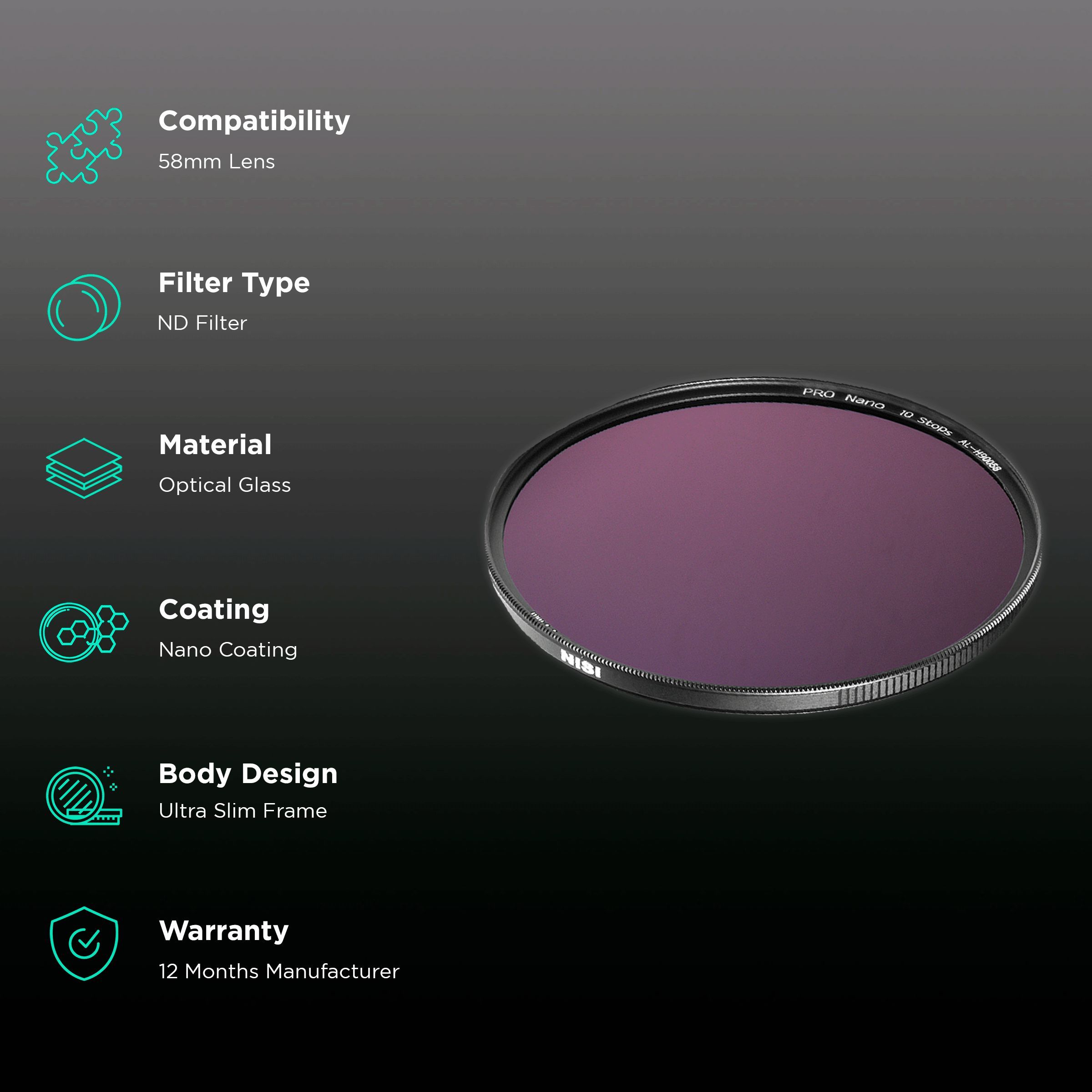 NiSi Nano IR 58mm Camera Lens Neutral Density Filter (Nano Coating) NiSi Nano IR 58mm Camera Lens Neutral Density Filter (Nano Coating)_2