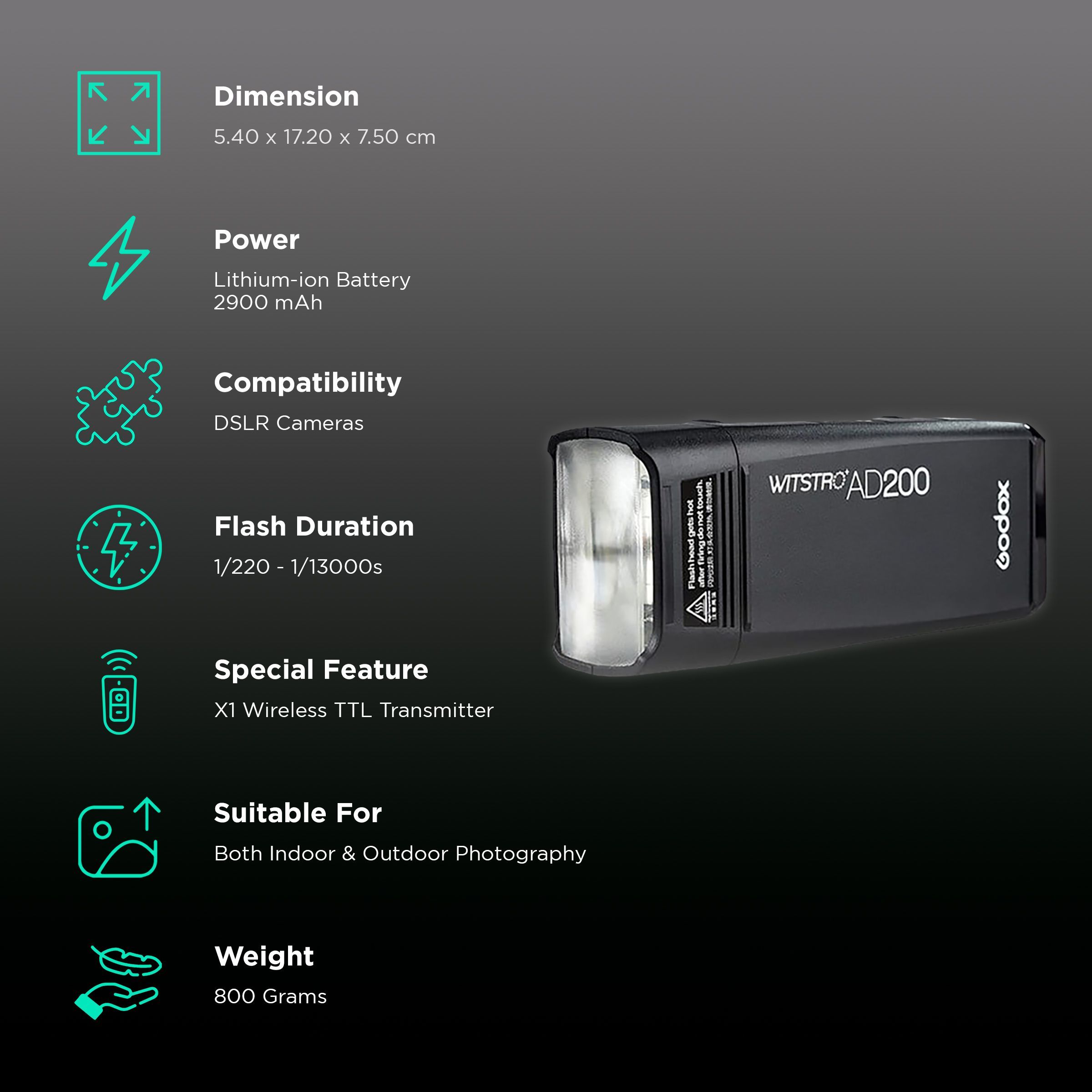 Godox AD200 Pocket Flash Kit for Canon, Nikon (Lightweight and Portable)_2