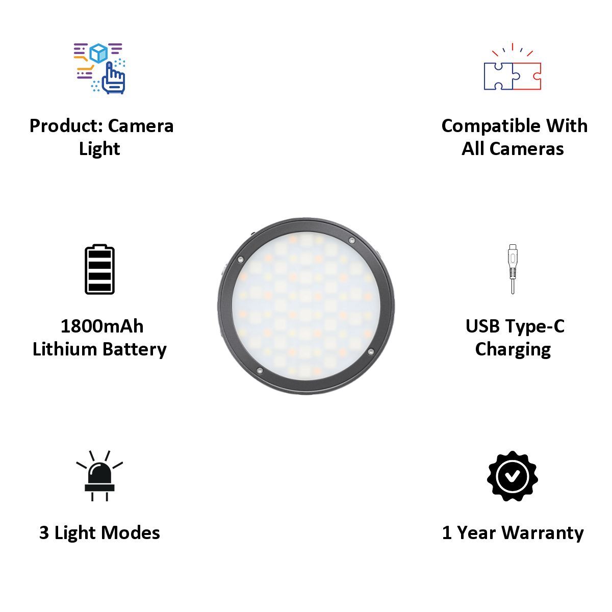 Godox R1 LED Light for Photography (Round RGB Mini Creative Light)_7