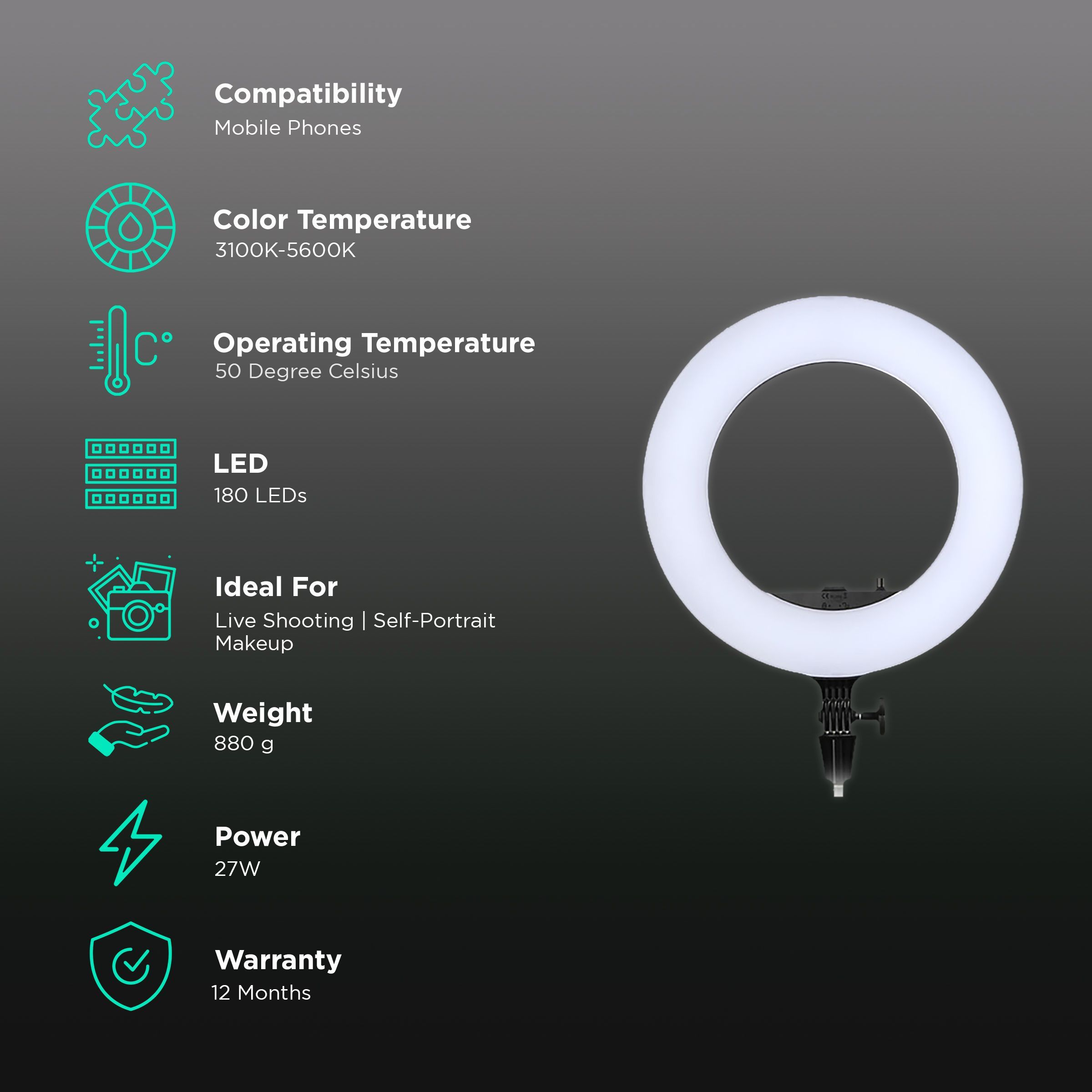 Godox LR180 Ring Light for Live Shooting, Self-Portrait & Makeup (Adjustable Brightness) Godox LR180 Ring Light for Live Shooting, Self-Portrait & Makeup (Adjustable Brightness)_3