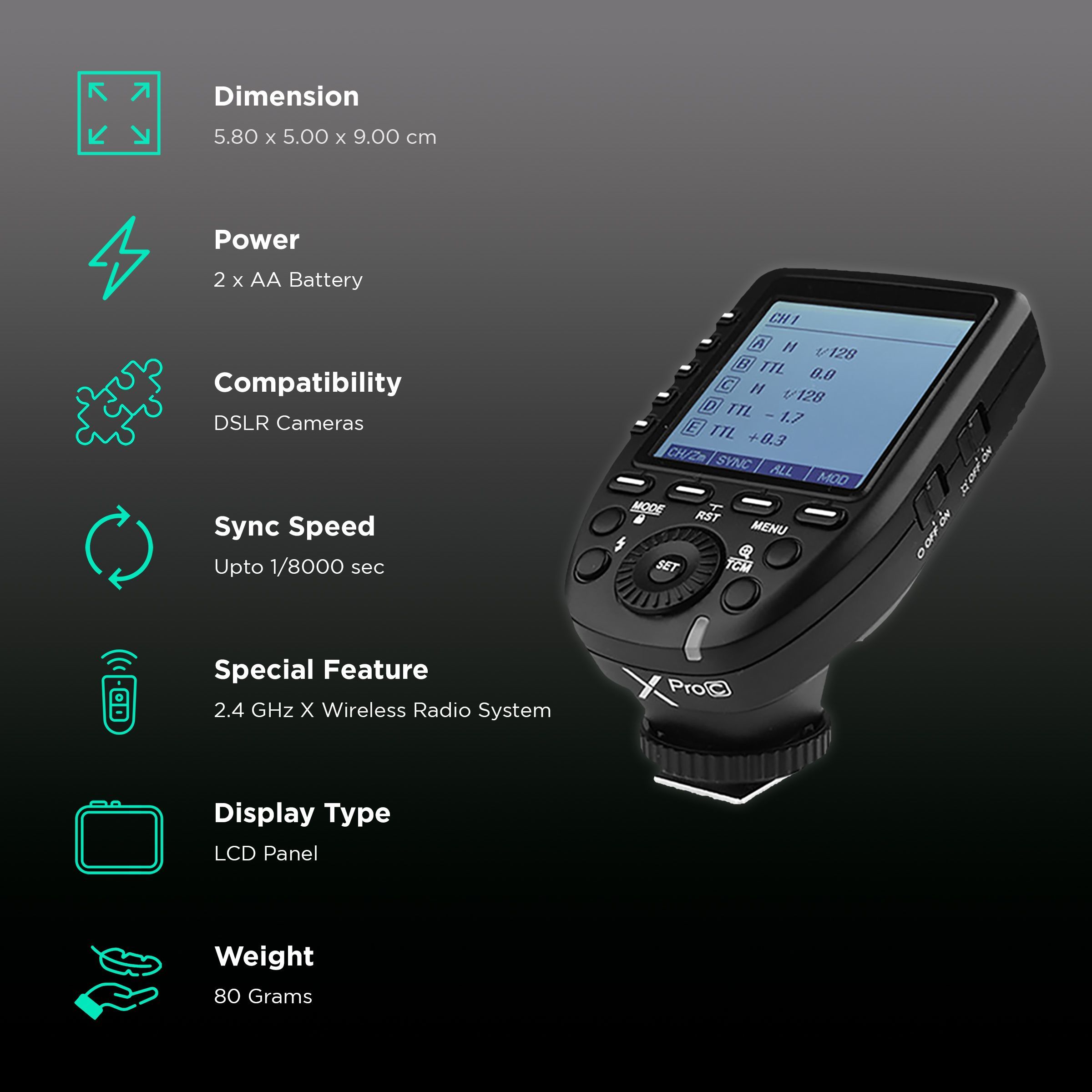 Godox XPro-C Wireless Flash Trigger for Canon (High Speed Sync)_2