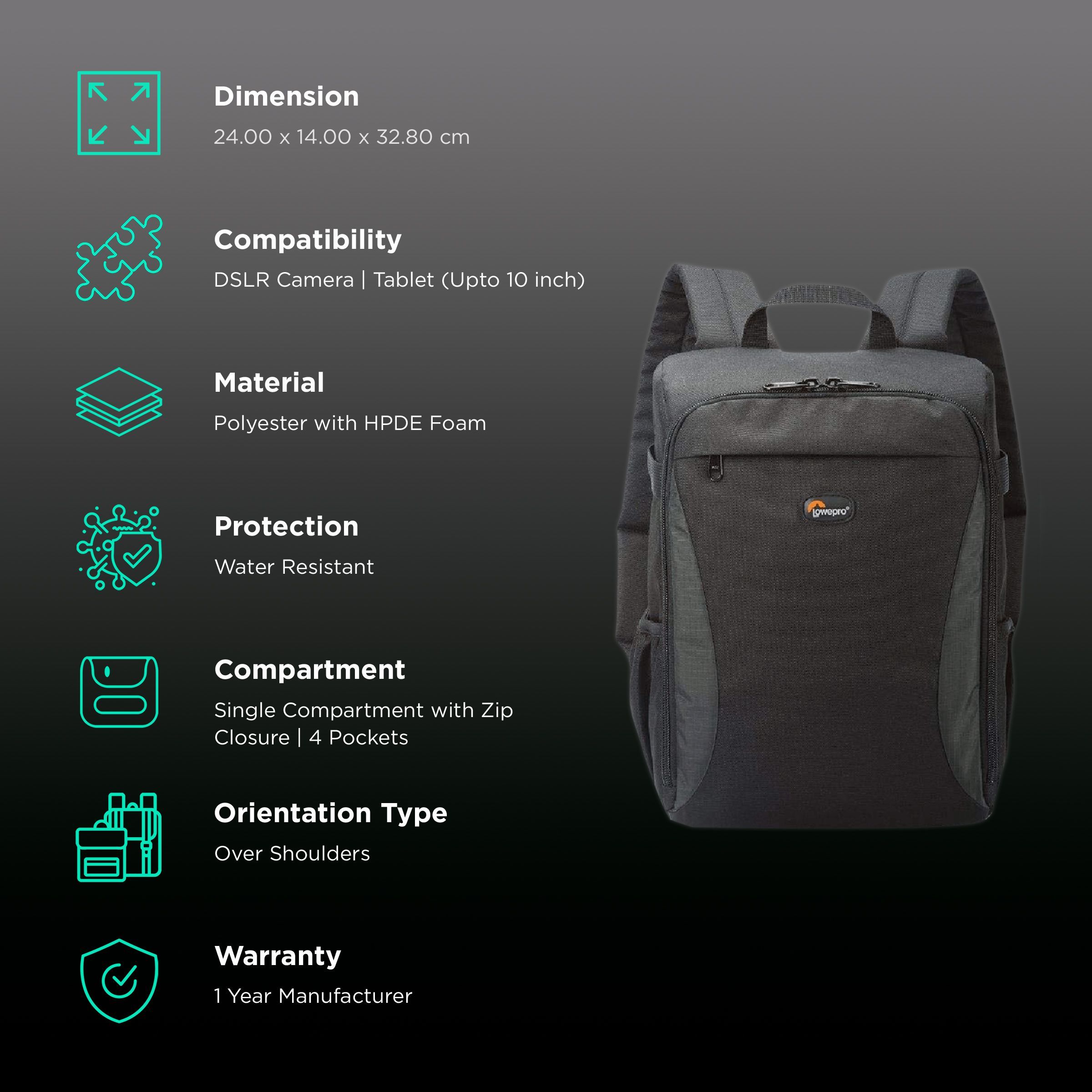 Lowepro Format 150 Polyester Camera Backpack For DSLR (LP36625-PWW , Black )_2