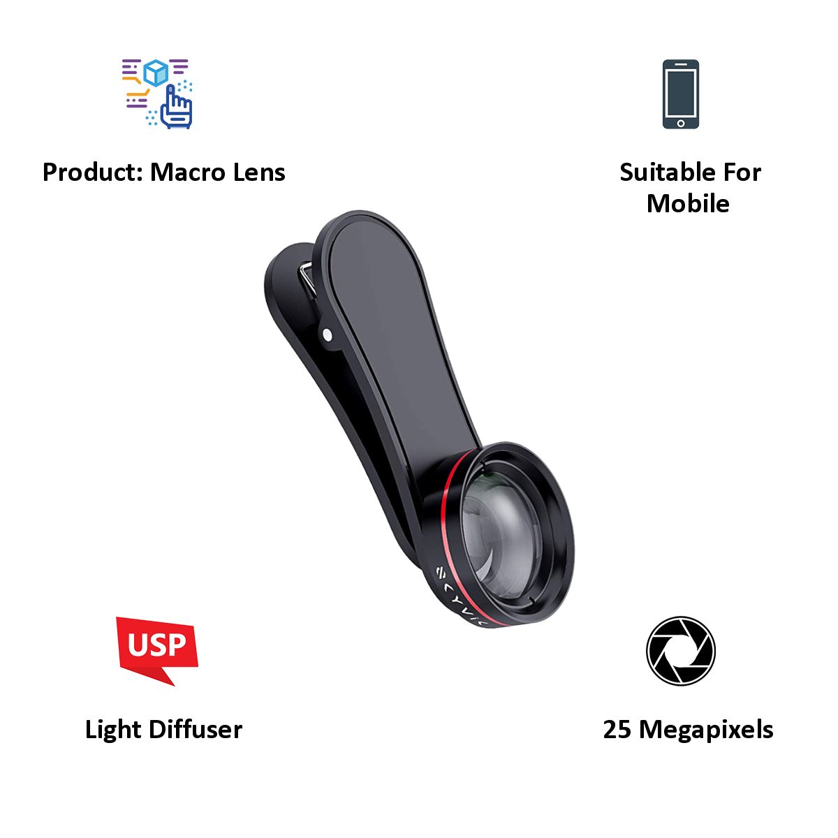 SKYVIK Signi X 20x Macro Lens for Mobile Phones (CL-MC1, Black) SKYVIK Signi X 20x Macro Lens for Mobile Phones (CL-MC1, Black)_7