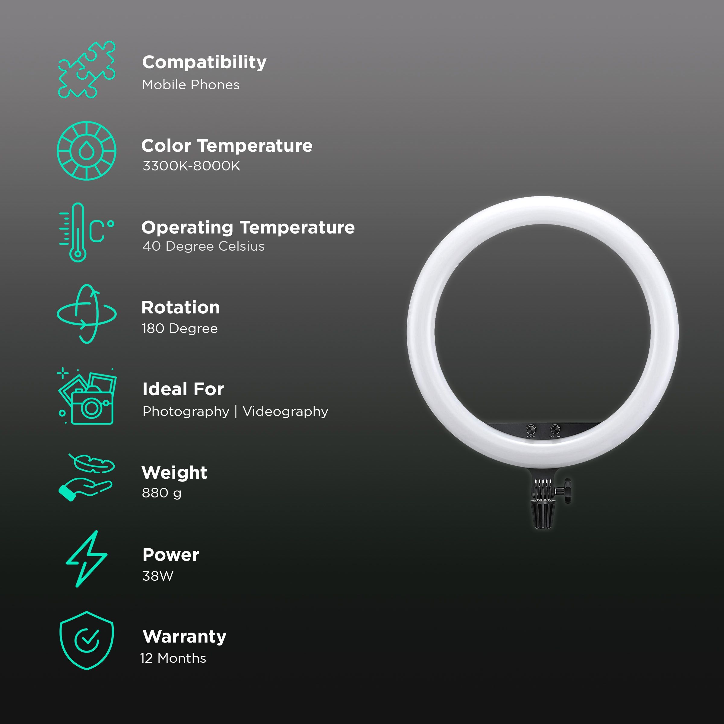 Godox LR150 Ring Light with Mobile Holder for Photography & Videography (Dimmable Lighting)_3