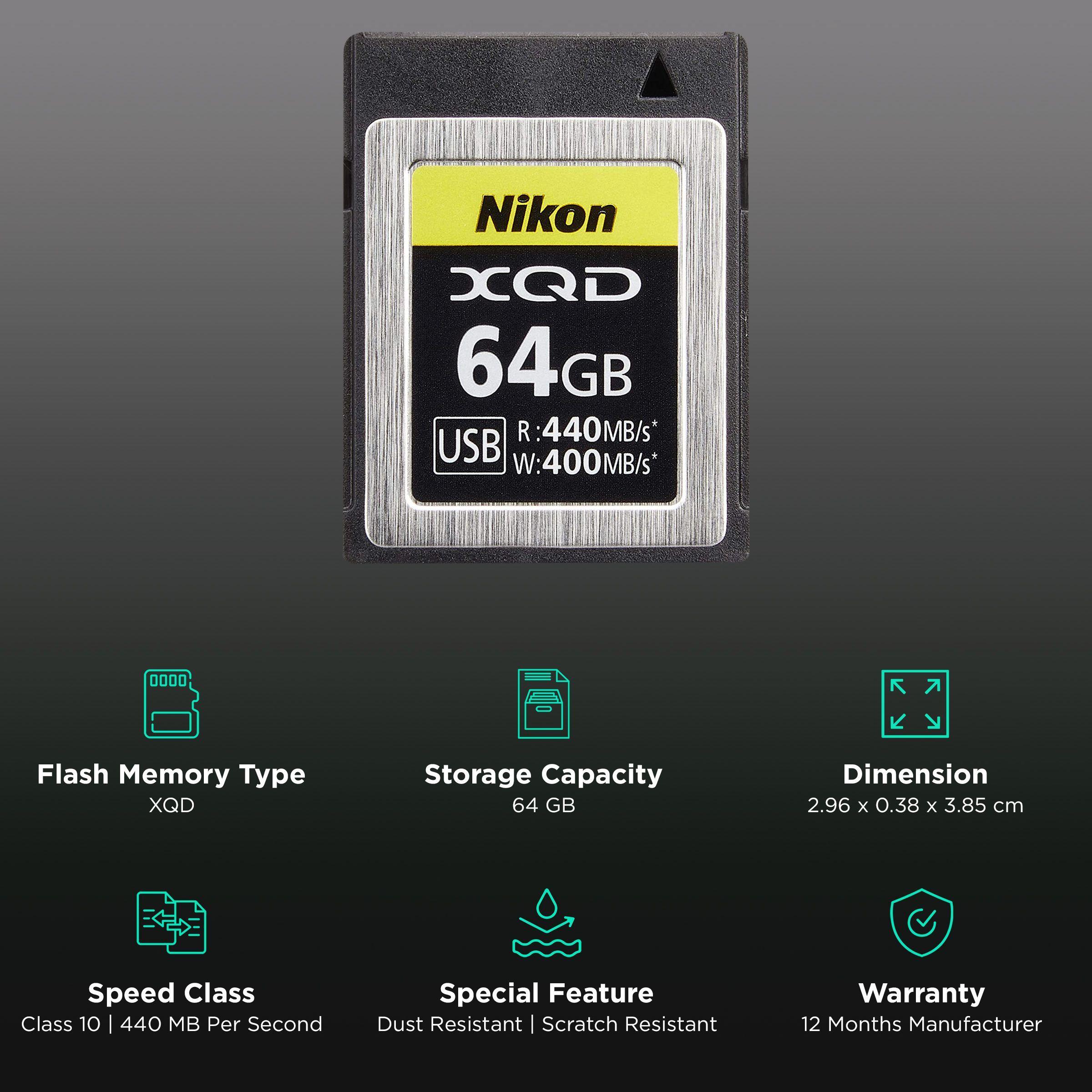 Nikon VWC00101 XQD 64GB Class 10 440MB/s Memory Card_3