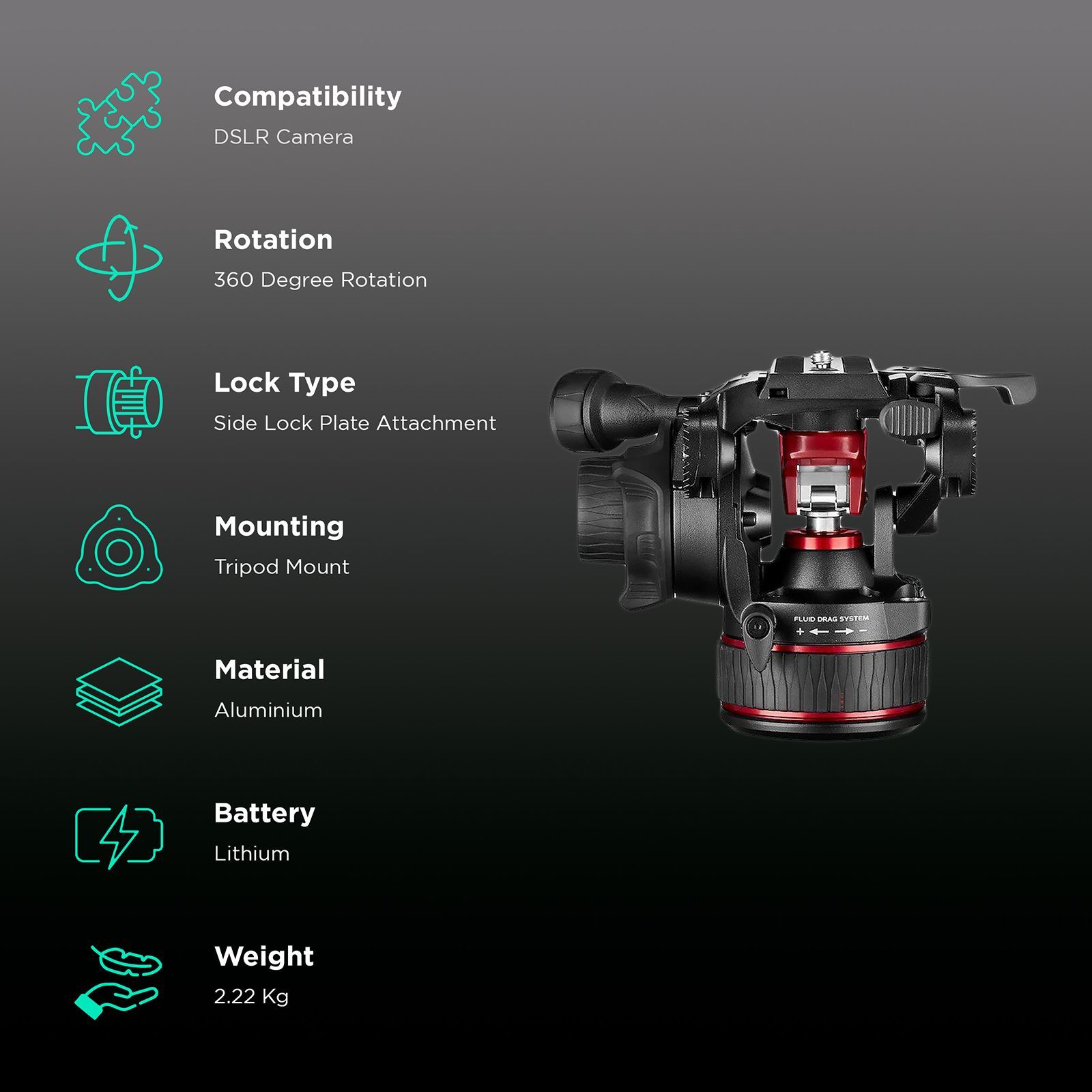 Manfrotto Nitrotech 608 Tripod Mount for Camera (360 Degree Rotation, Black)_2