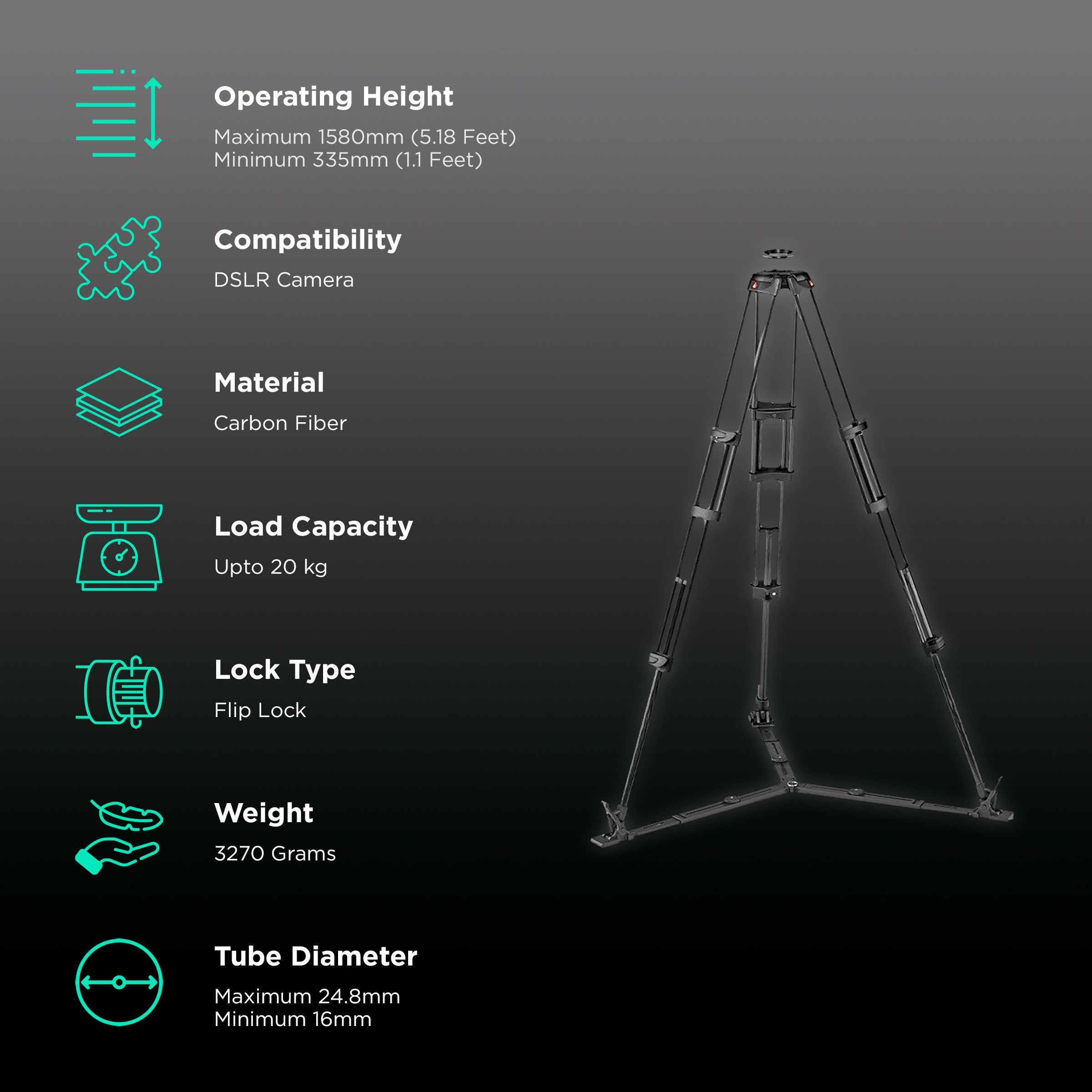 Manfrotto MVTTWINGC 158cm Adjustable Tripod for Camera (Twin Spiked Feet, Black)_2