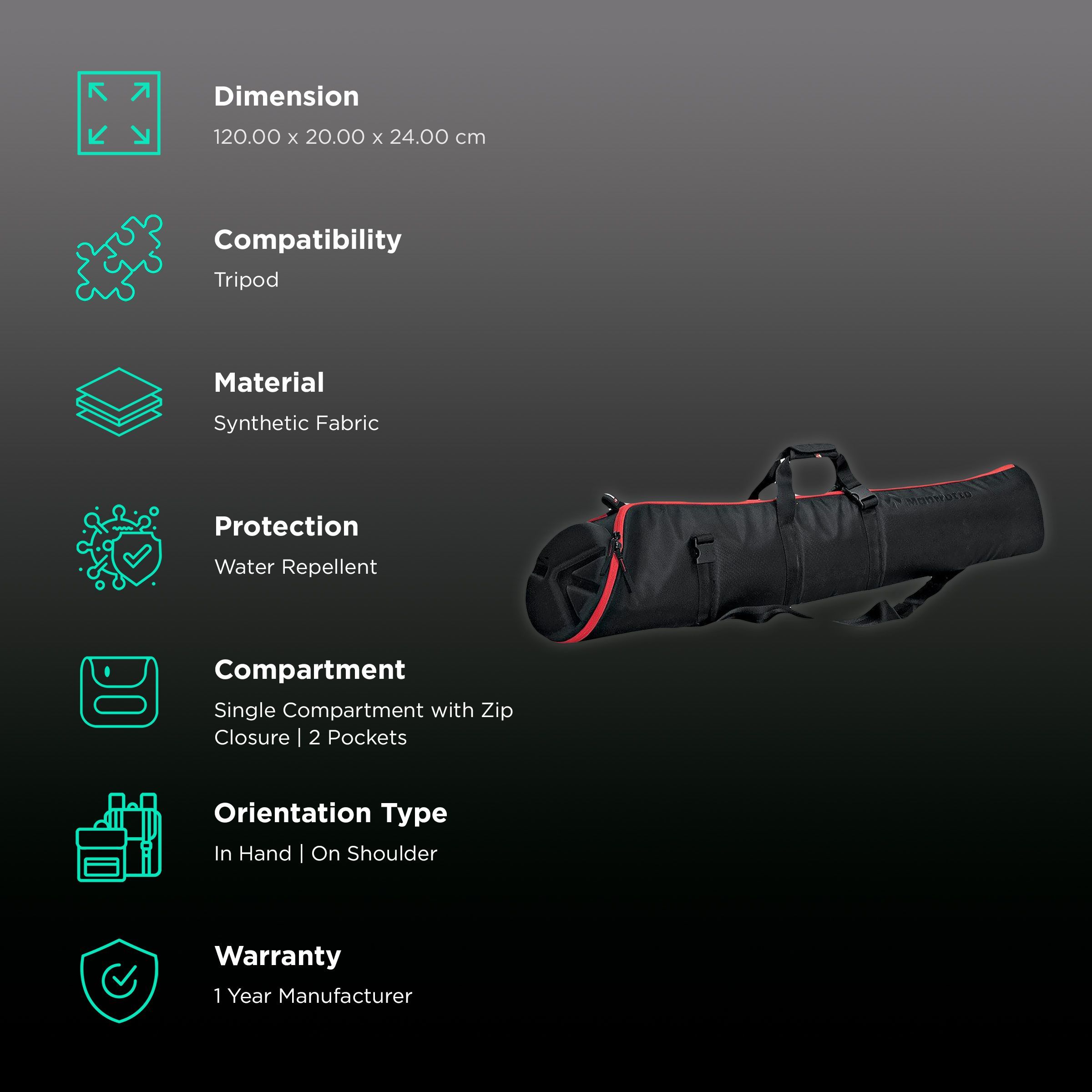 Manfrotto Lino Water Repellent Shoulder Tripod Bag for Tripod (Asymmetrical Design, Black)_2