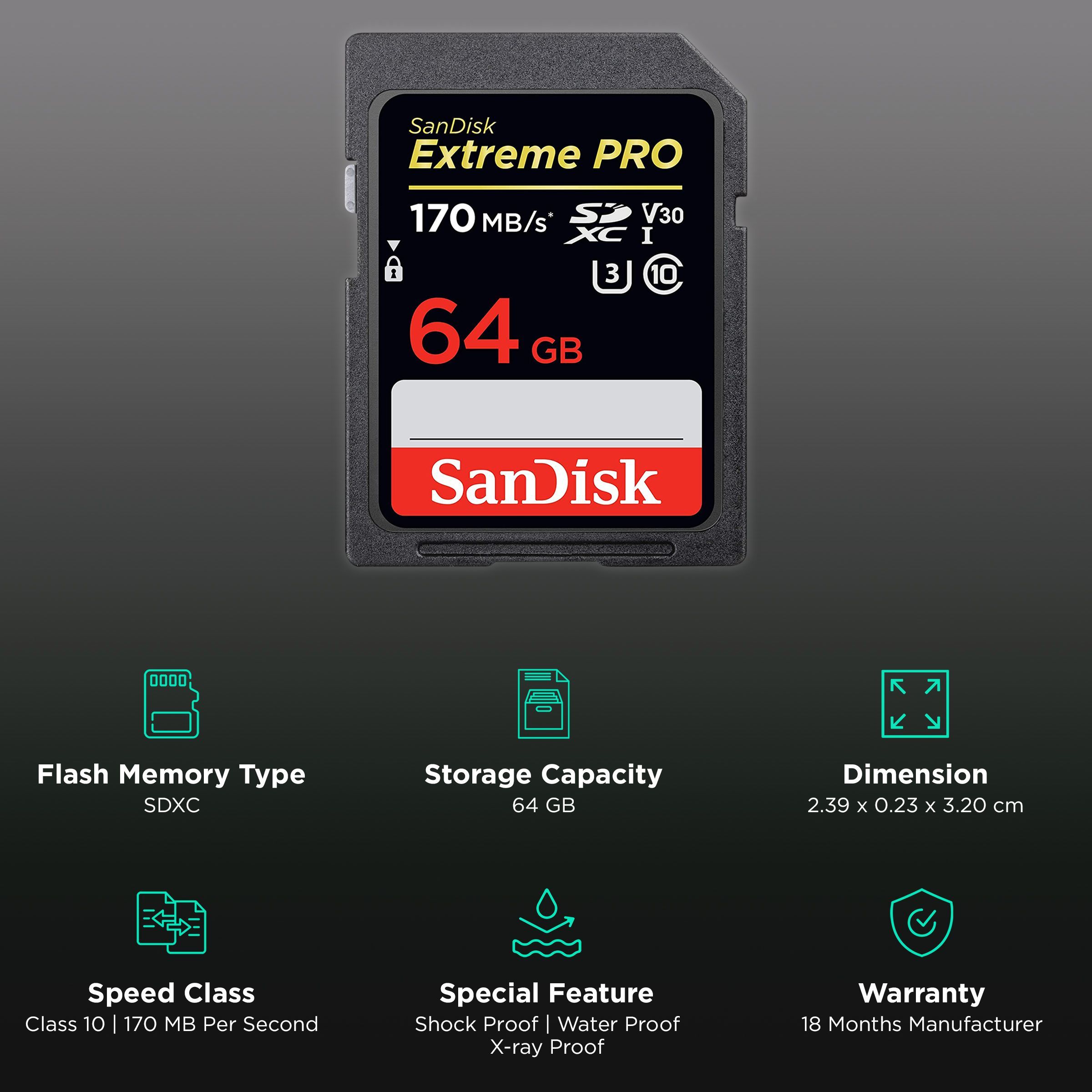 SanDisk Extreme Pro SDXC 64GB Class 10 170MB/s Memory Card_3